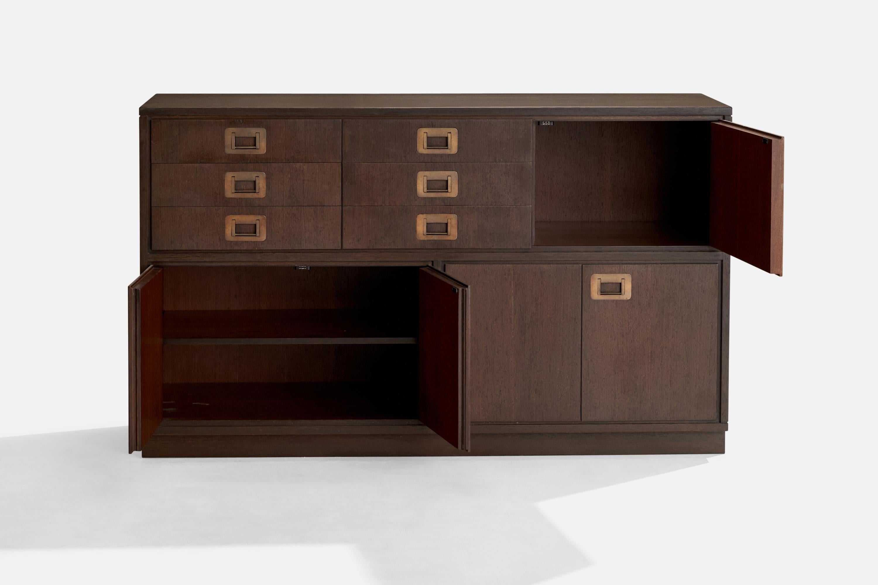 Ico Parisi, Dresser, Wood, Brass, Italy, 1960s For Sale 1
