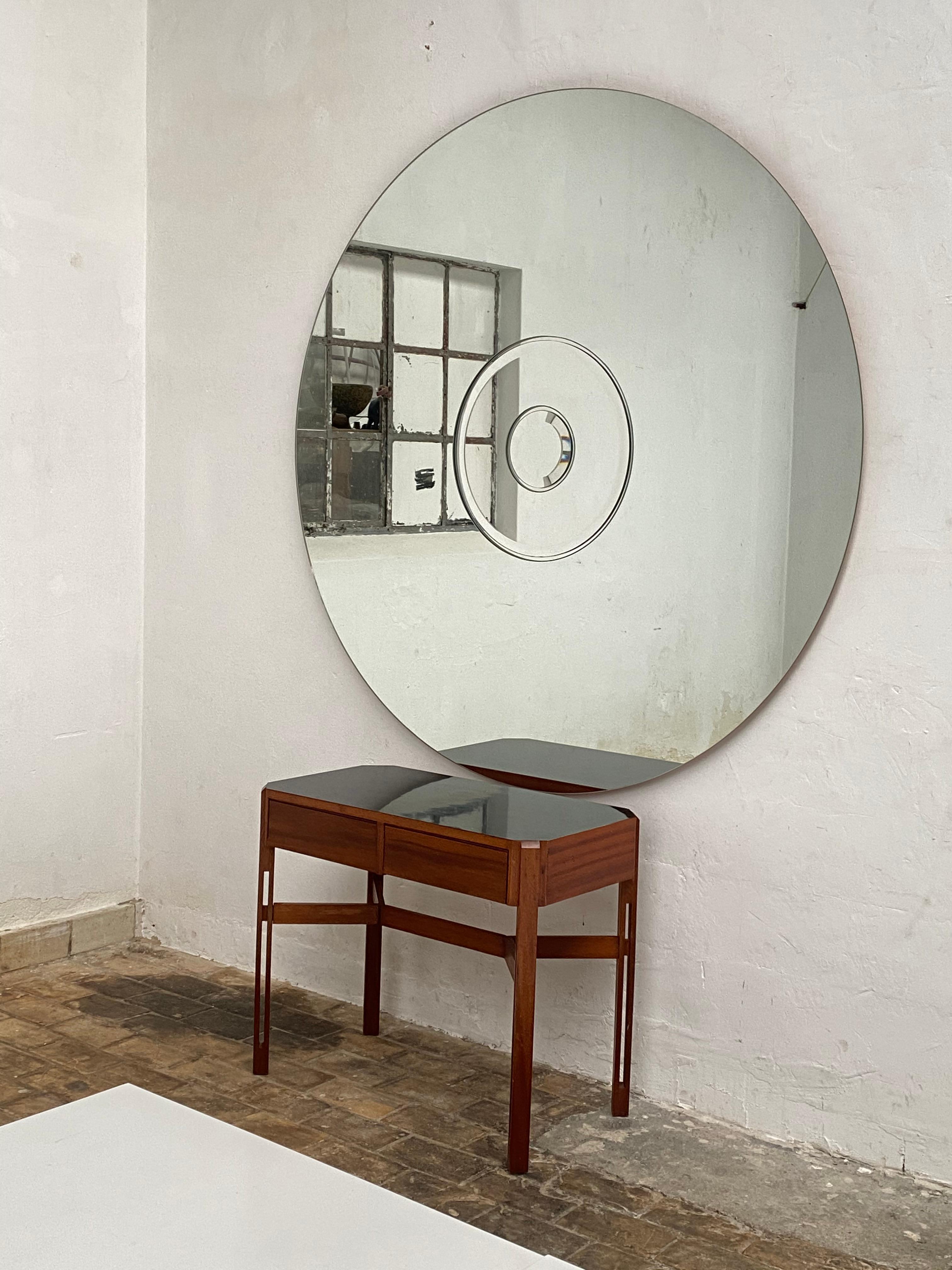 Lovely Ico Parisi two drawer, mahogany dressing table from the Hotel 'Lorena' in Grosseto, Italy. This table was designed by Parisi in 1960 and was manufactured by the master craftsman at 'Bernini', Italy for this commission. This elegant design