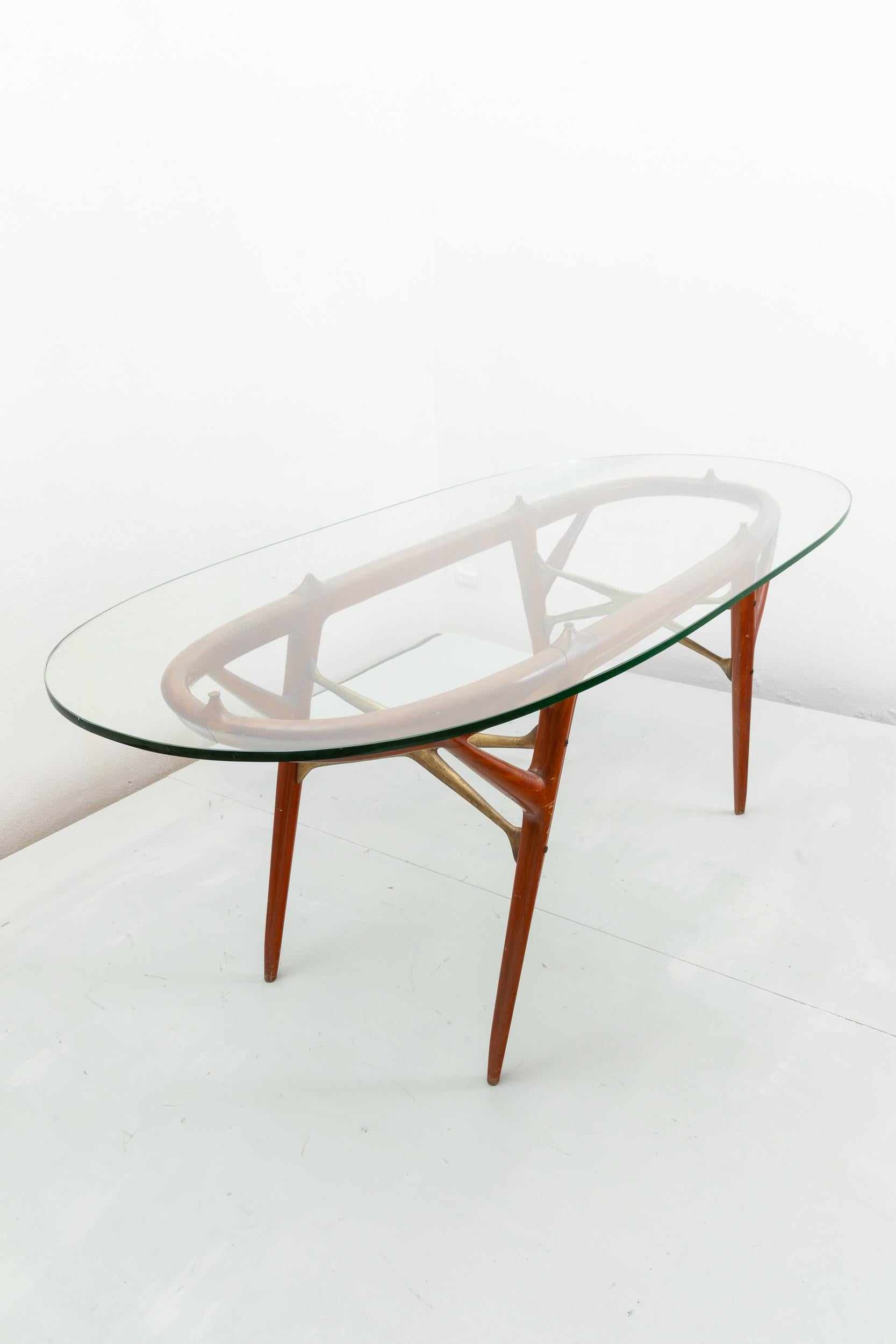 Table avec cadre en bois et plateau en verre biseauté de Palazzi dell''Arte Cantù en vente 1