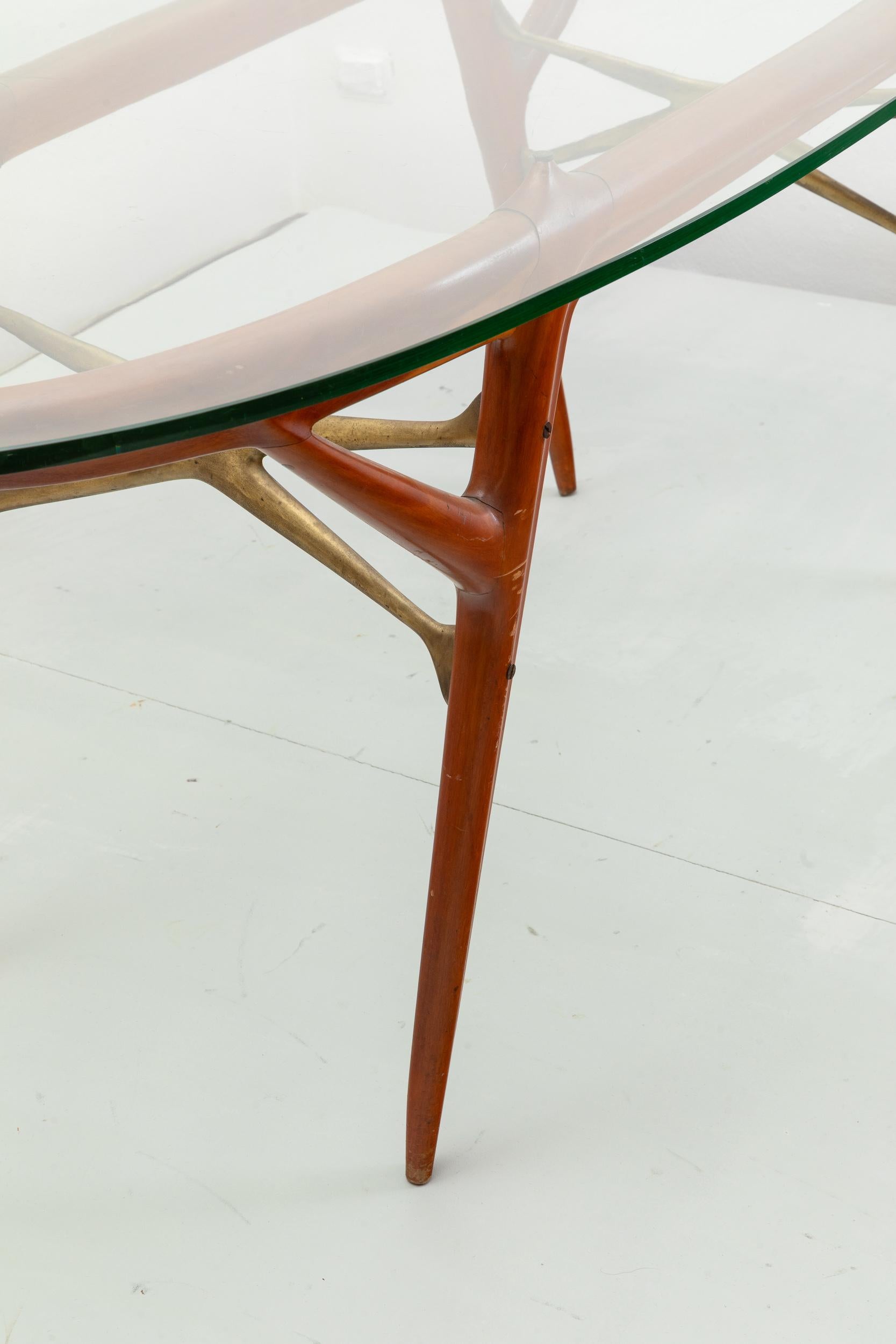 Table avec cadre en bois et plateau en verre biseauté de Palazzi dell''Arte Cantù en vente 3