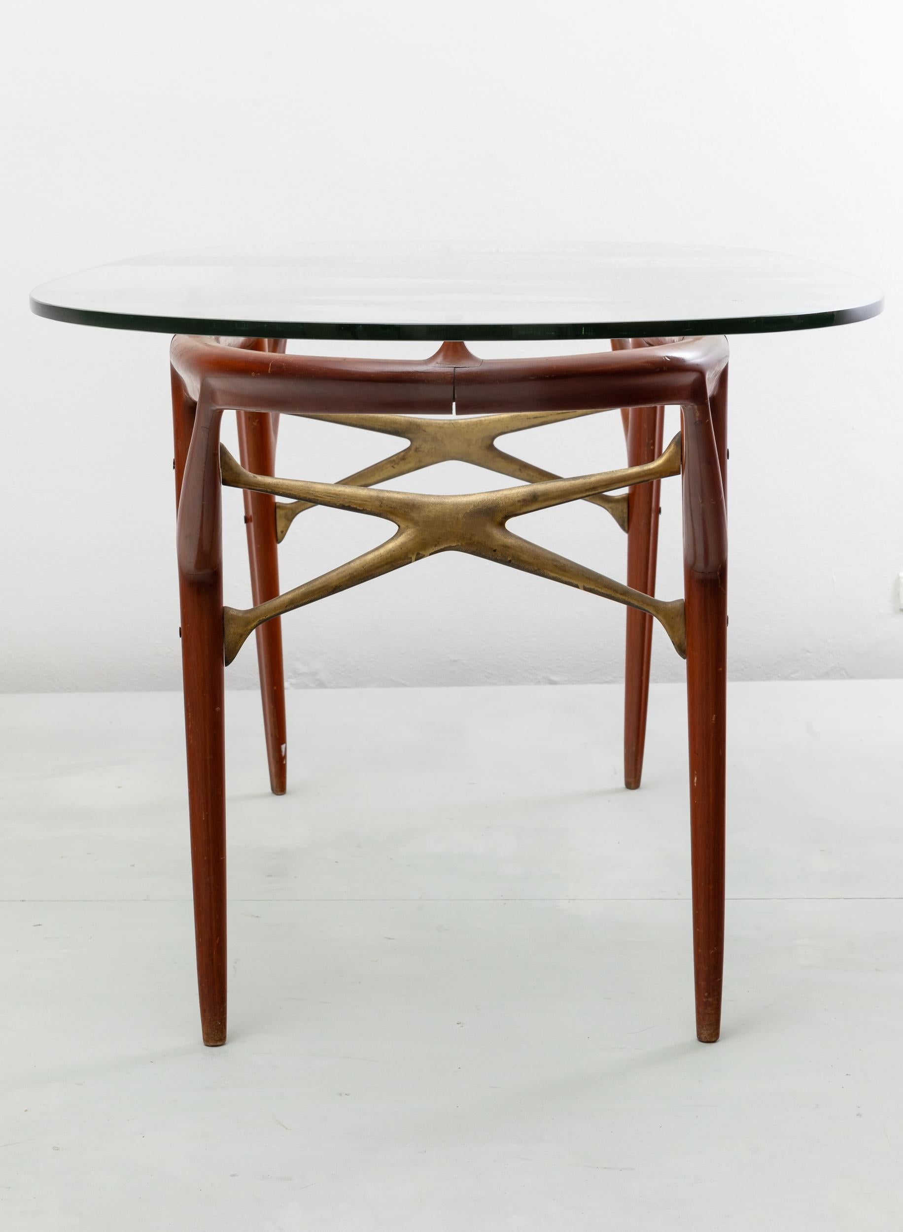 Mid-20th Century Table with wooden frame and bevelled glass top by Palazzi dell'Arte Cantù For Sale