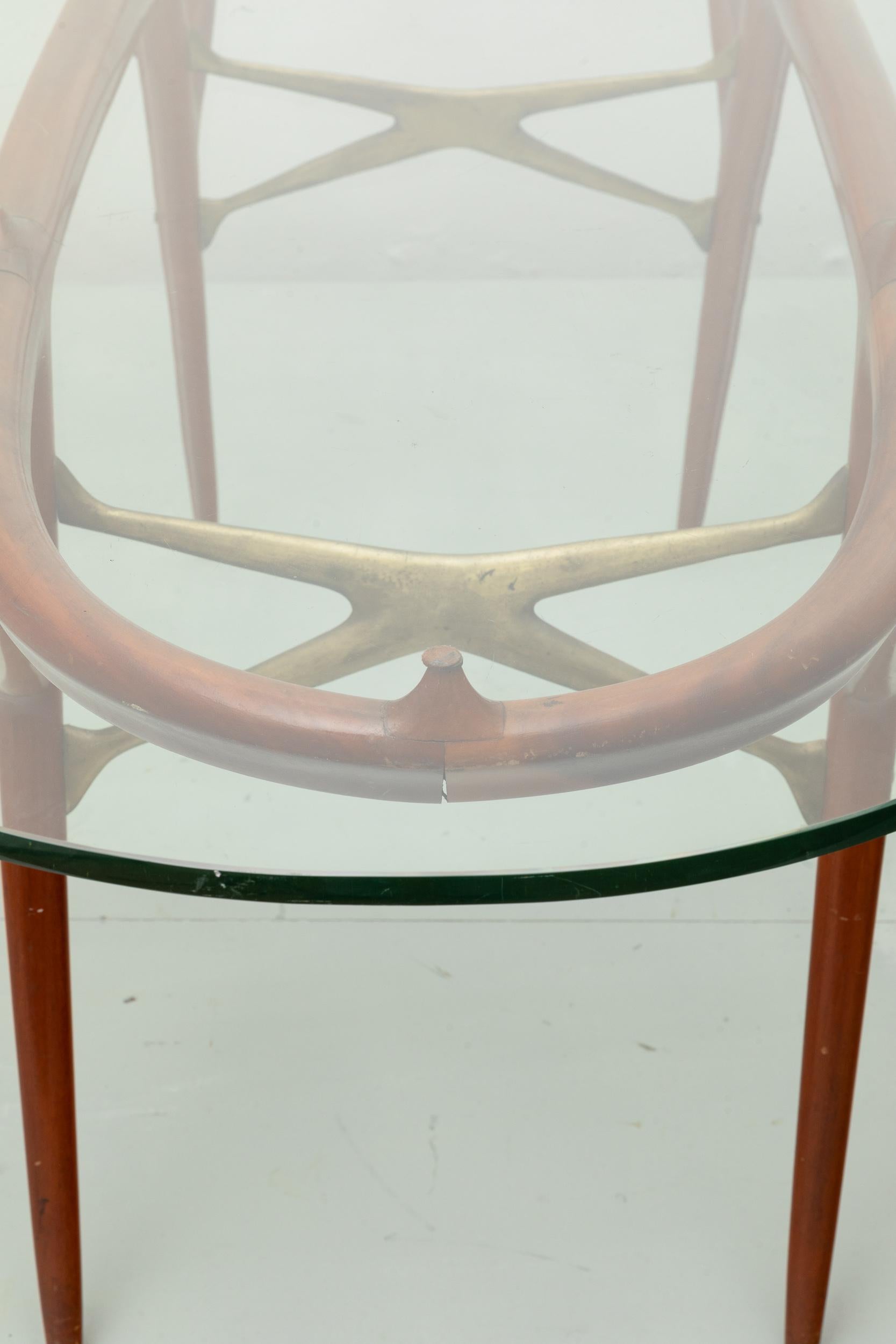 Table avec cadre en bois et plateau en verre biseauté de Palazzi dell''Arte Cantù Bon état - En vente à London, GB