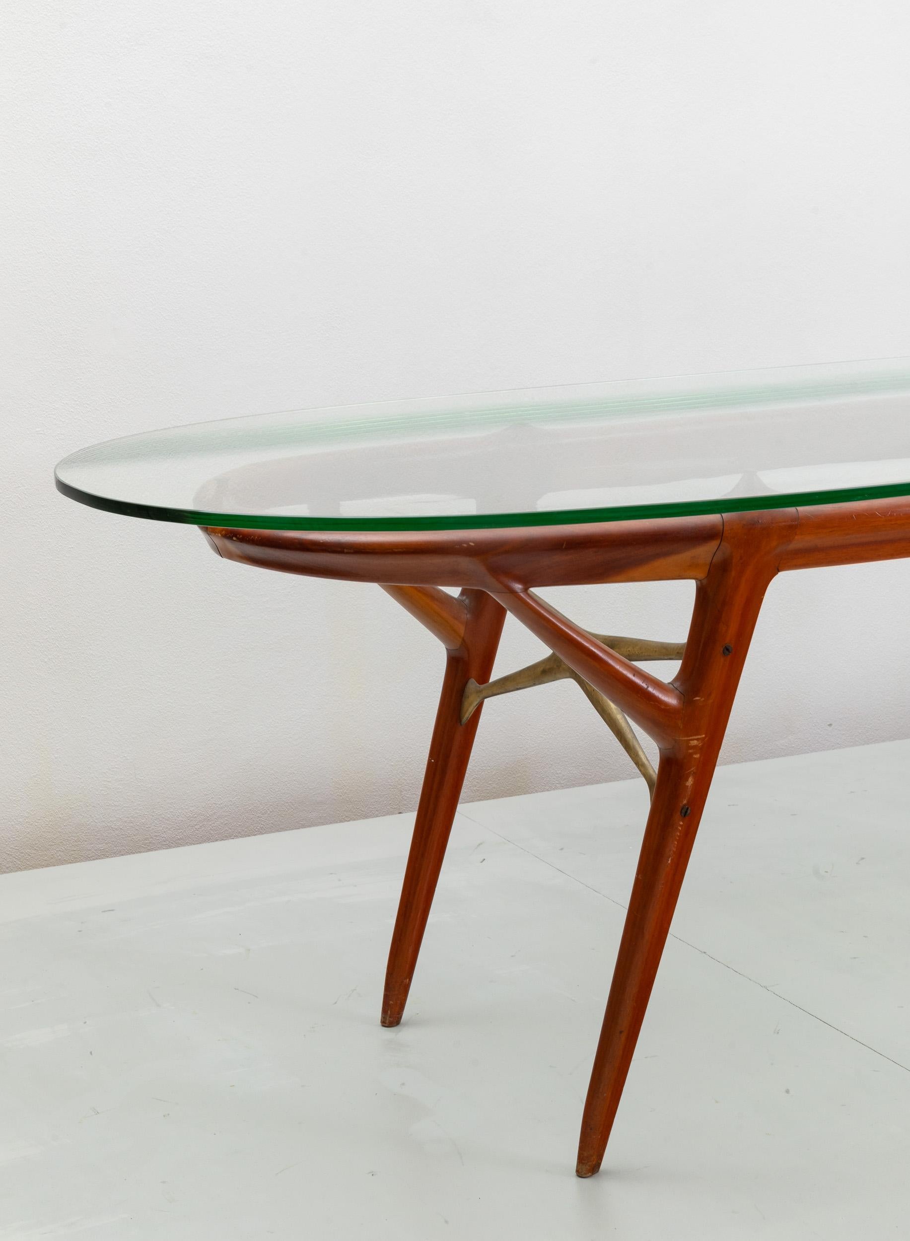 Table with wooden frame and bevelled glass top by Palazzi dell'Arte Cantù For Sale 3