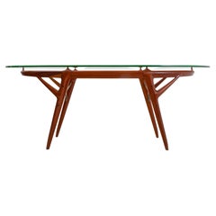 Table with wooden frame and bevelled glass top by Palazzi dell'Arte Cantù