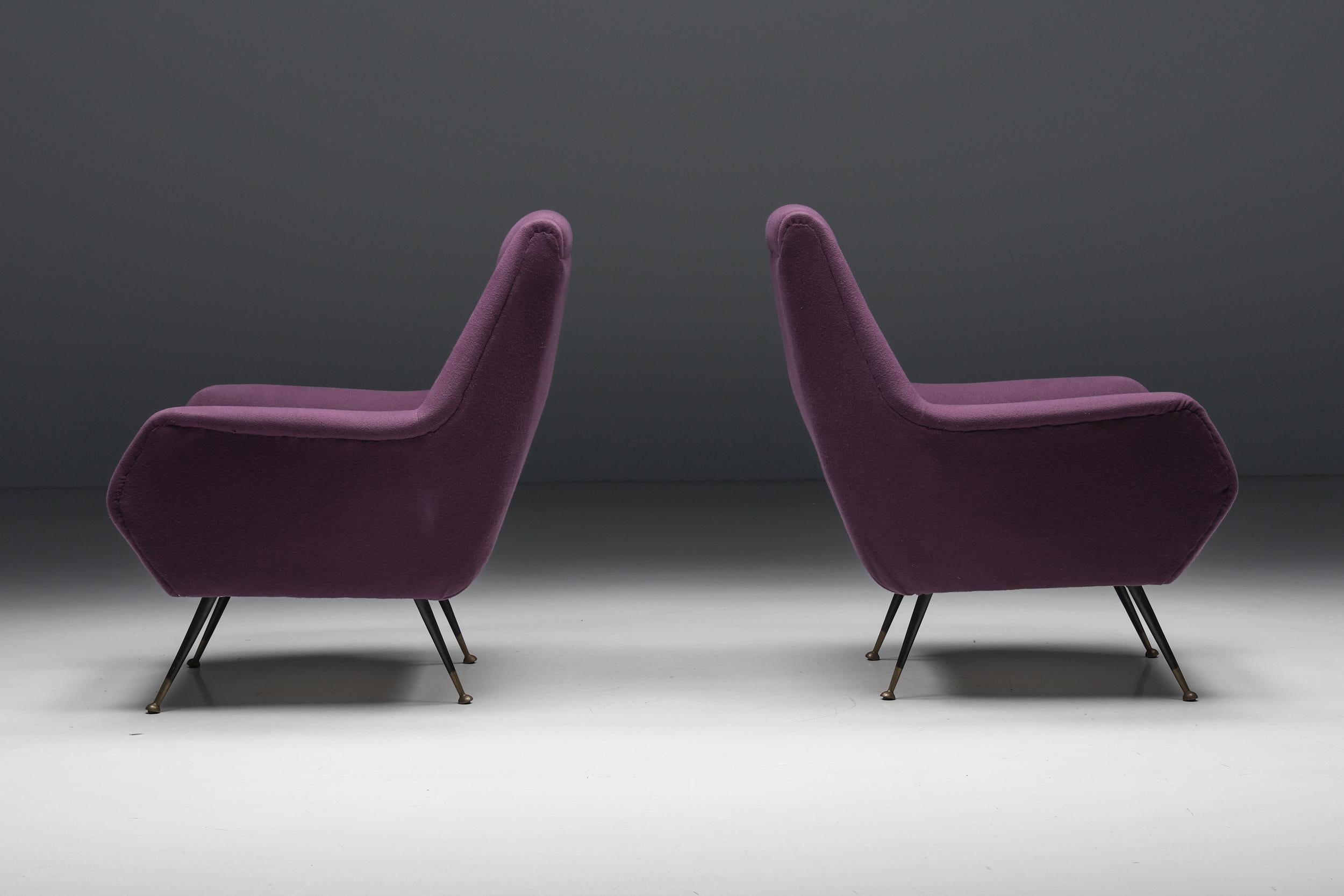 Ico Parisi Easy Chairs with Purple Upholstery, 1950s In Excellent Condition For Sale In Antwerp, BE