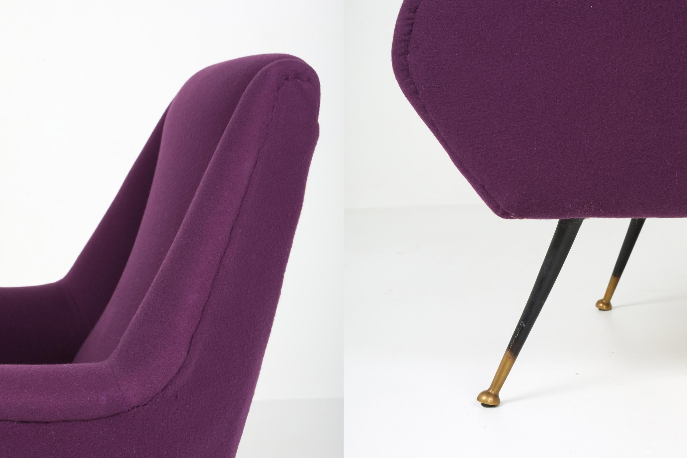 Ico Parisi Easy Chairs with Purple Upholstery 4