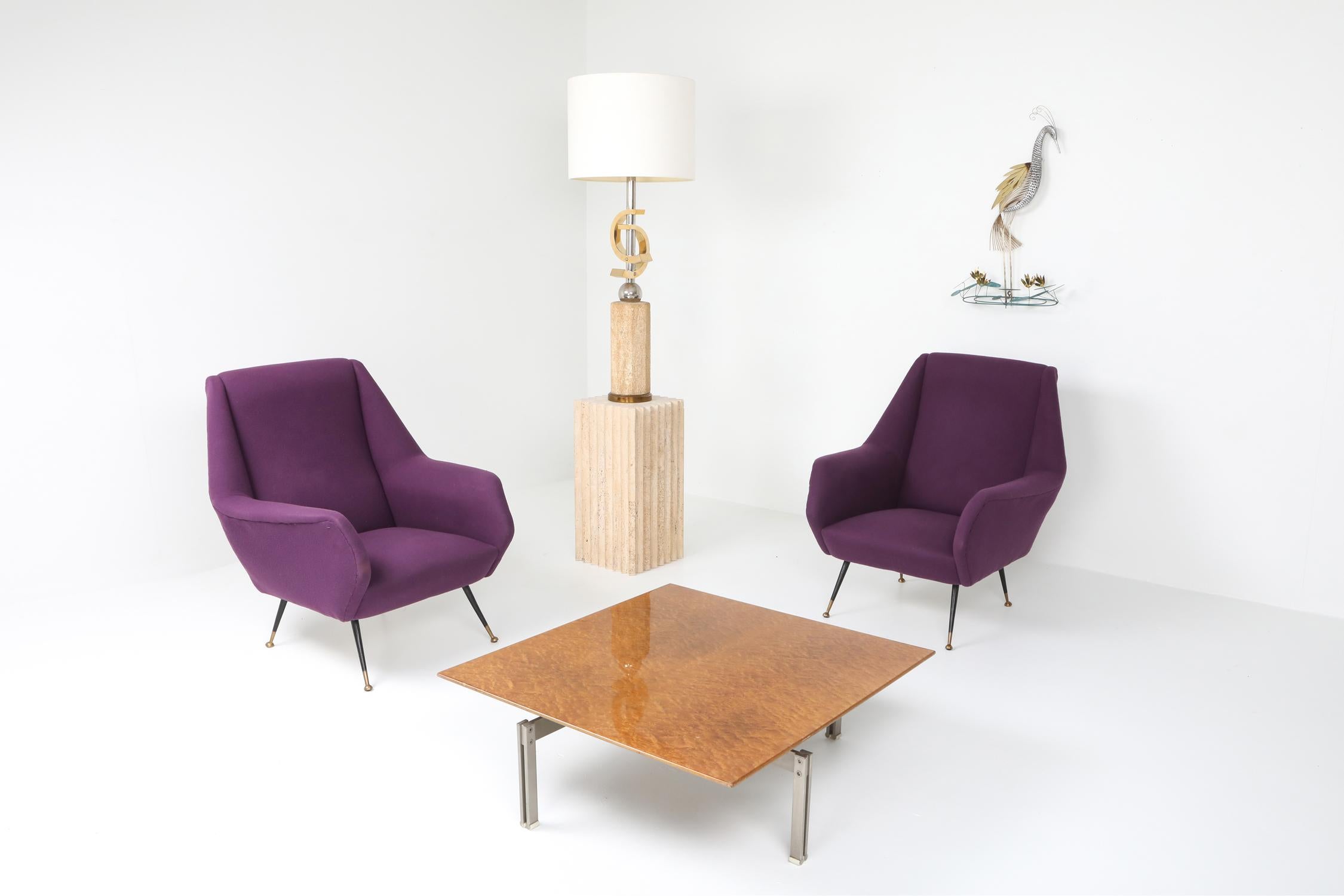 Ico Parisi Easy Chairs with Purple Upholstery 6
