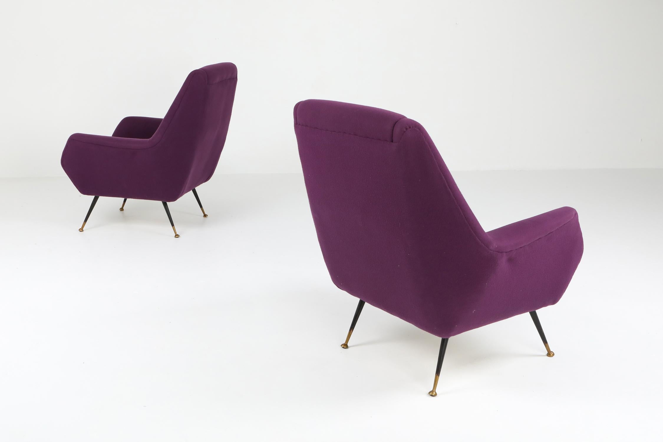 Ico Parisi Easy Chairs with Purple Upholstery In Excellent Condition In Antwerp, BE