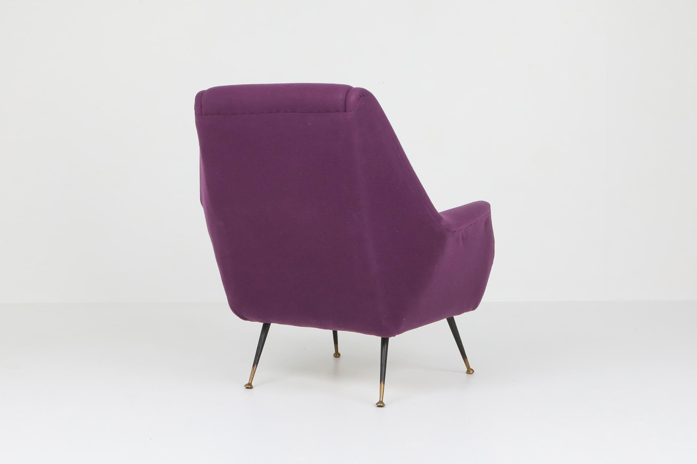20th Century Ico Parisi Easy Chairs with Purple Upholstery