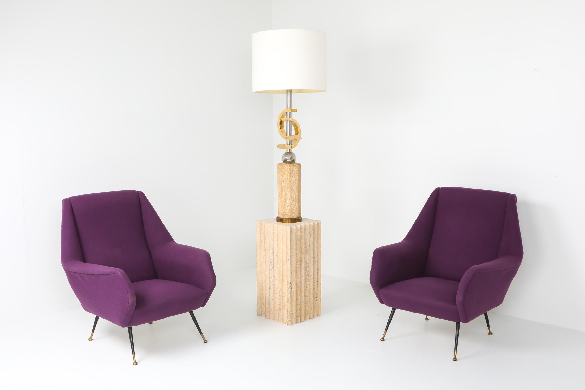 Ico Parisi Easy Chairs with Purple Upholstery 1