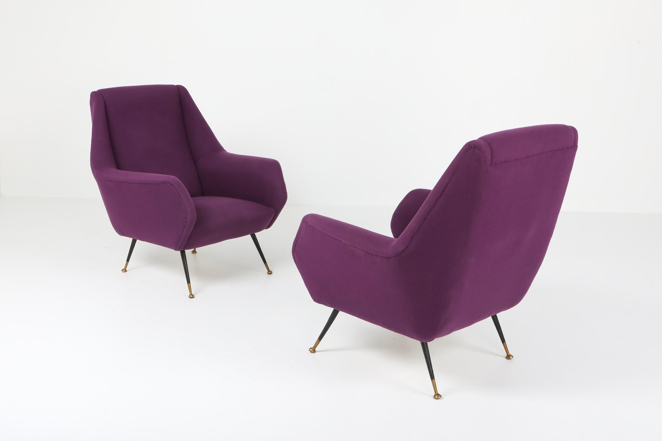 Ico Parisi Easy Chairs with Purple Upholstery 2