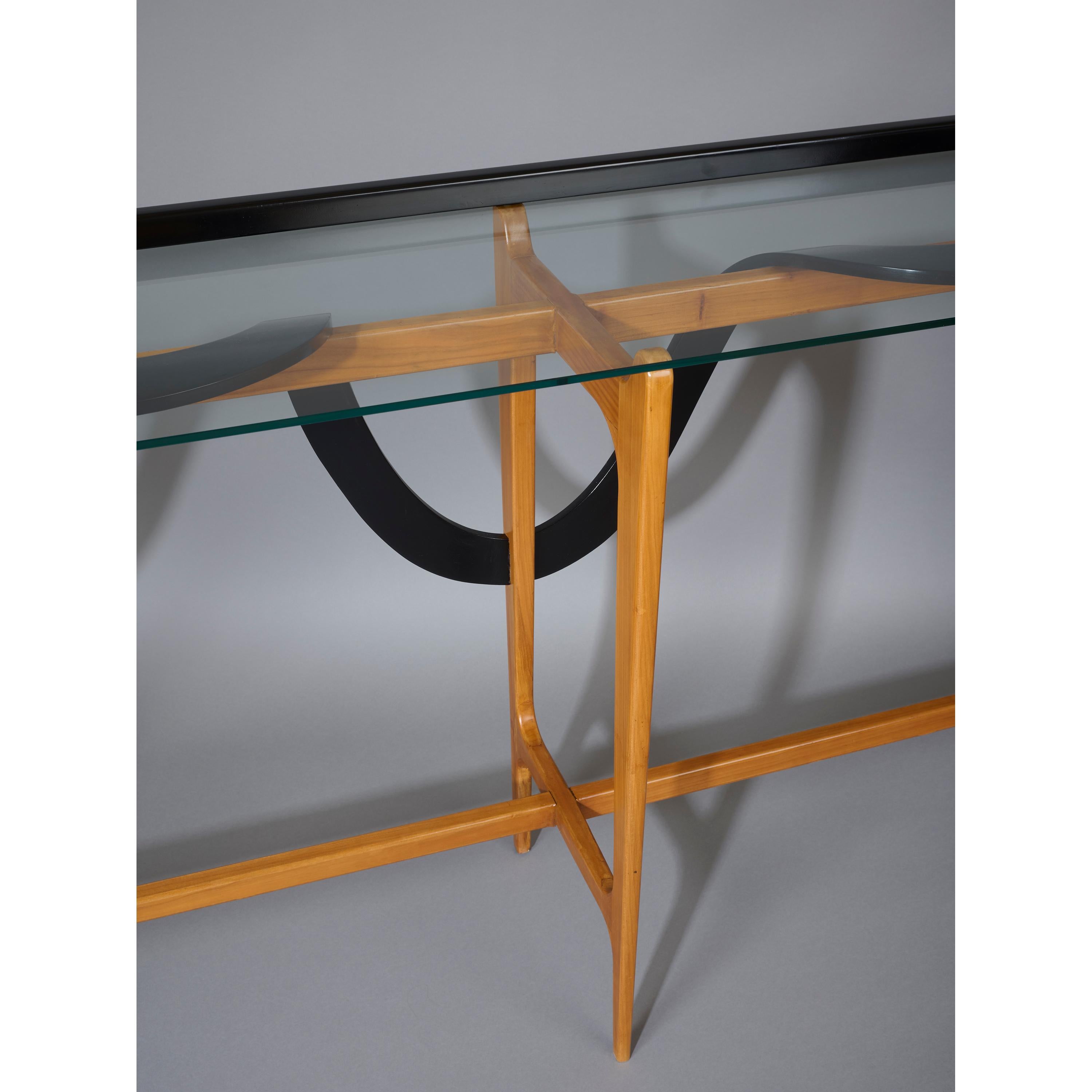 Ico Parisi: Exquisite Sculptural Console in Polished & Ebonized Wood, Italy 1950 For Sale 6