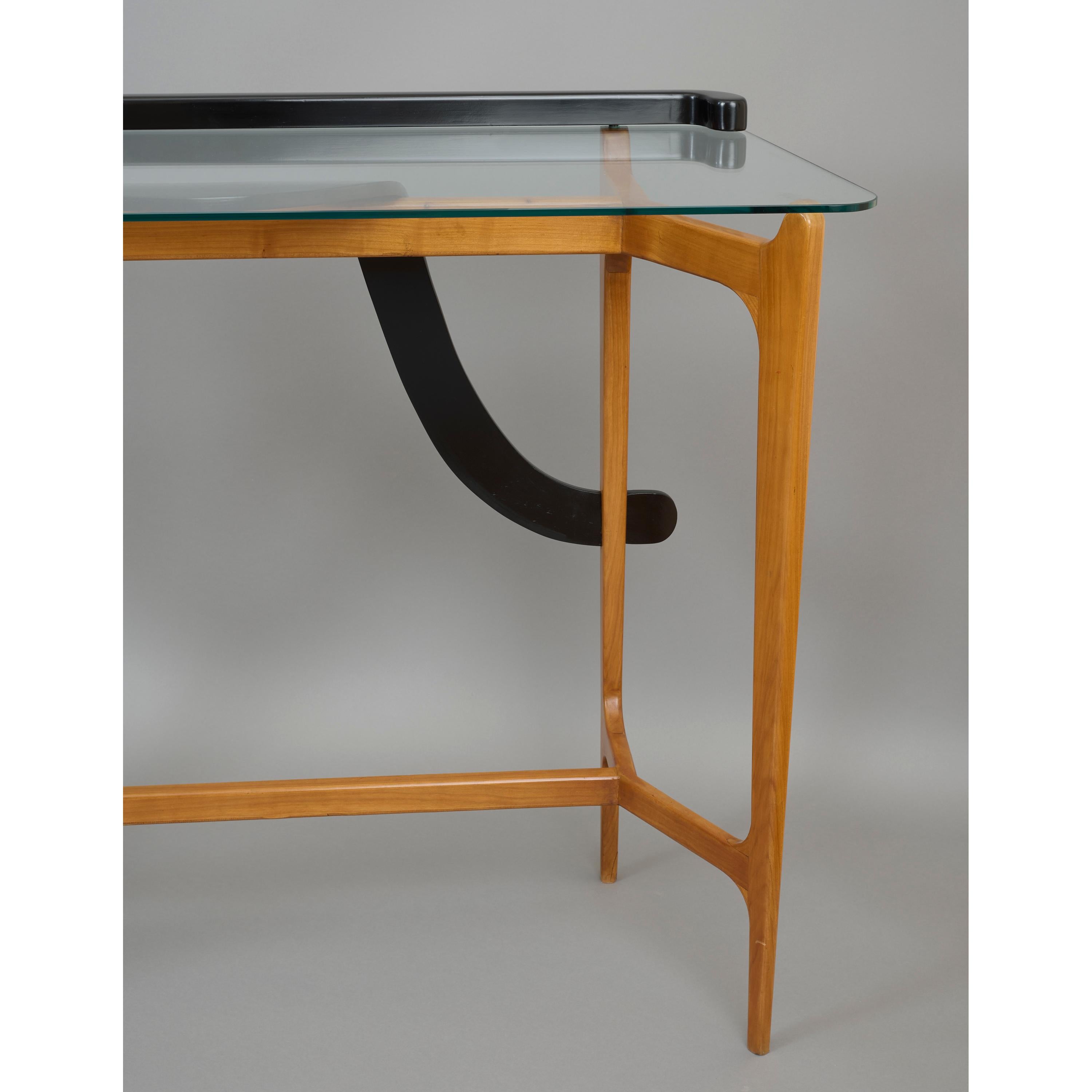 Ico Parisi: Exquisite Sculptural Console in Polished & Ebonized Wood, Italy 1950 For Sale 7