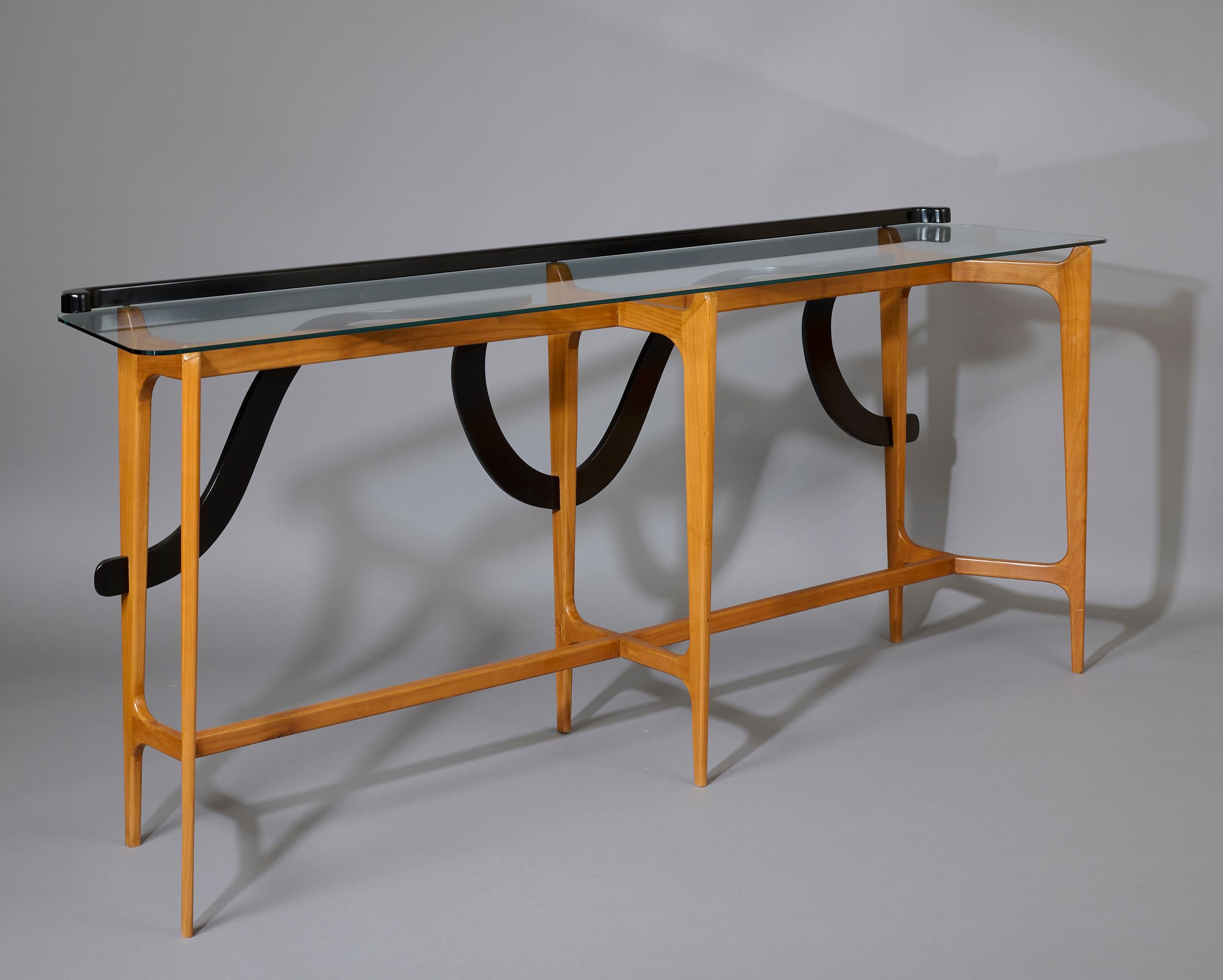 Ico Parisi: Exquisite Sculptural Console in Polished & Ebonized Wood, Italy 1950 For Sale 11