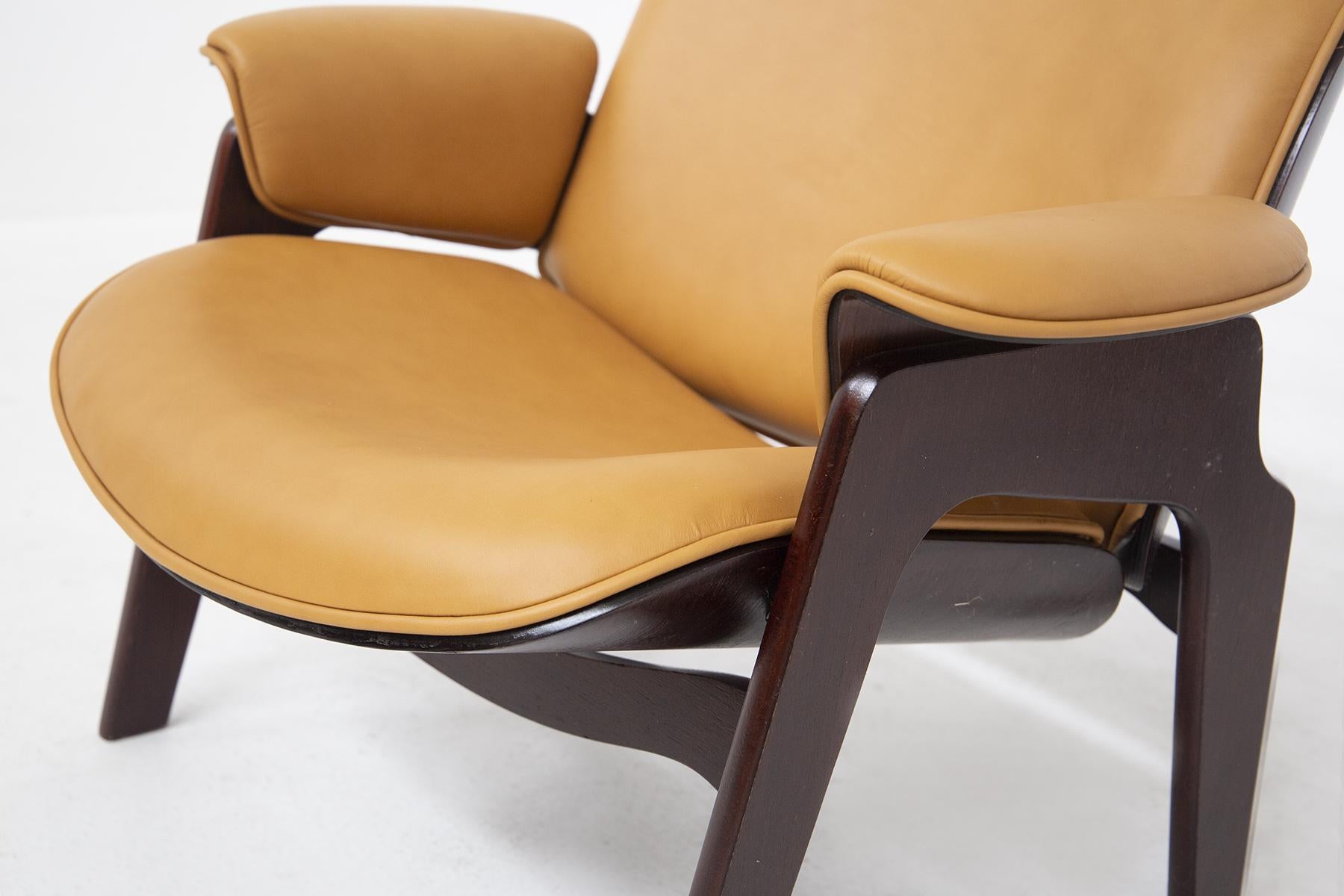 Mid-20th Century Ico Parisi Faux Leather Armchairs for MIM, Original Label