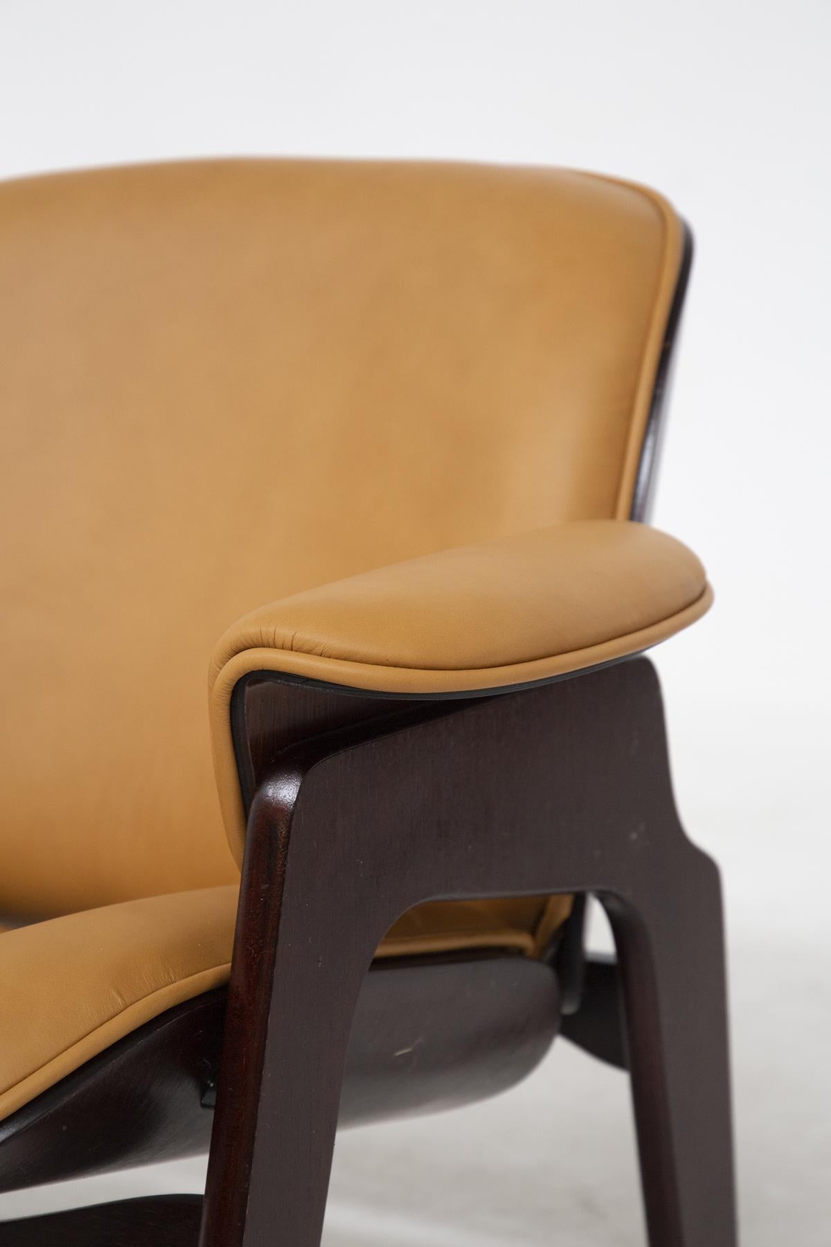 Ico Parisi Faux Leather Armchairs for MIM, Original Label 1