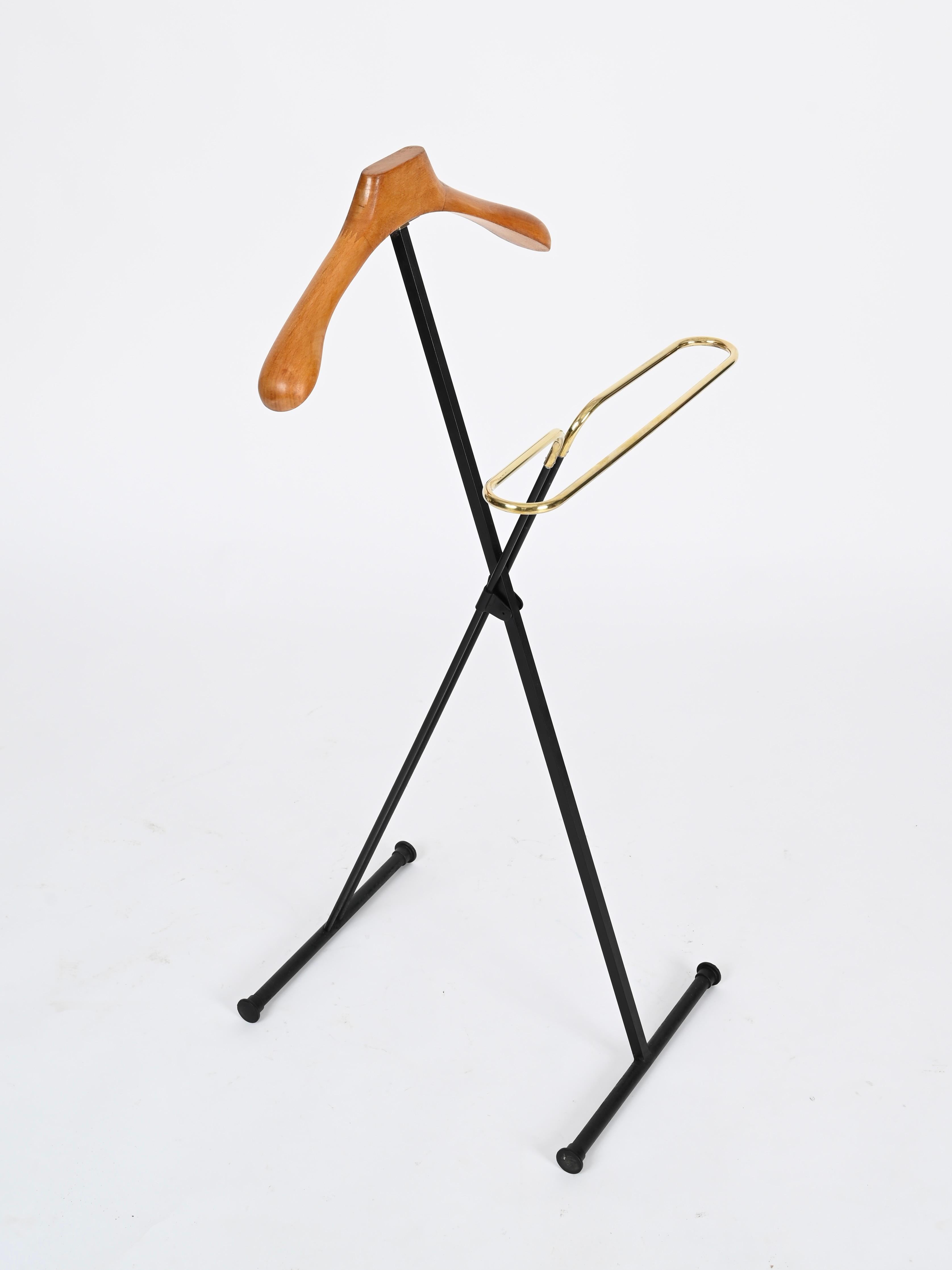 Ico Parisi Perchero Valet Plegable de Haya y Latón para Reguitti, Italia 1960 en venta 3