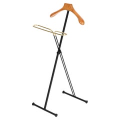 Vintage Ico Parisi Foldable Valet Coat Stand in Beech and Brass for Reguitti, Italy 1960