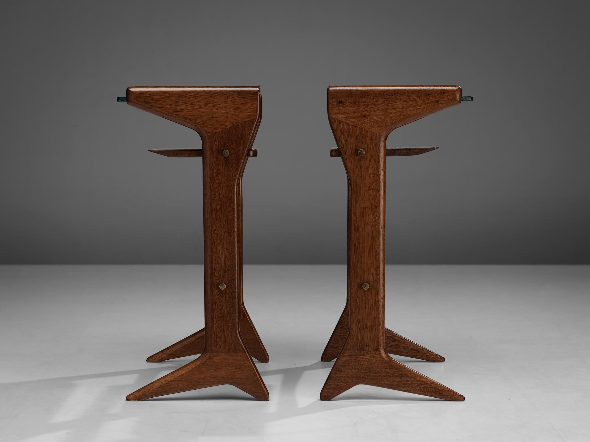 Italian Ico Parisi for Angelo de Baggis Pair of Side Tables in Mahogany  For Sale