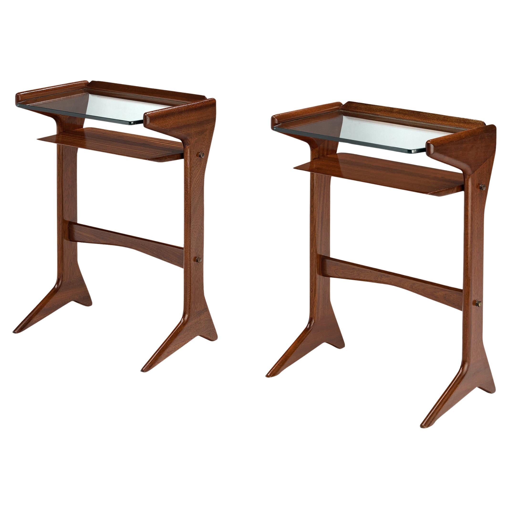 Ico Parisi for Angelo de Baggis Pair of Side Tables in Mahogany 