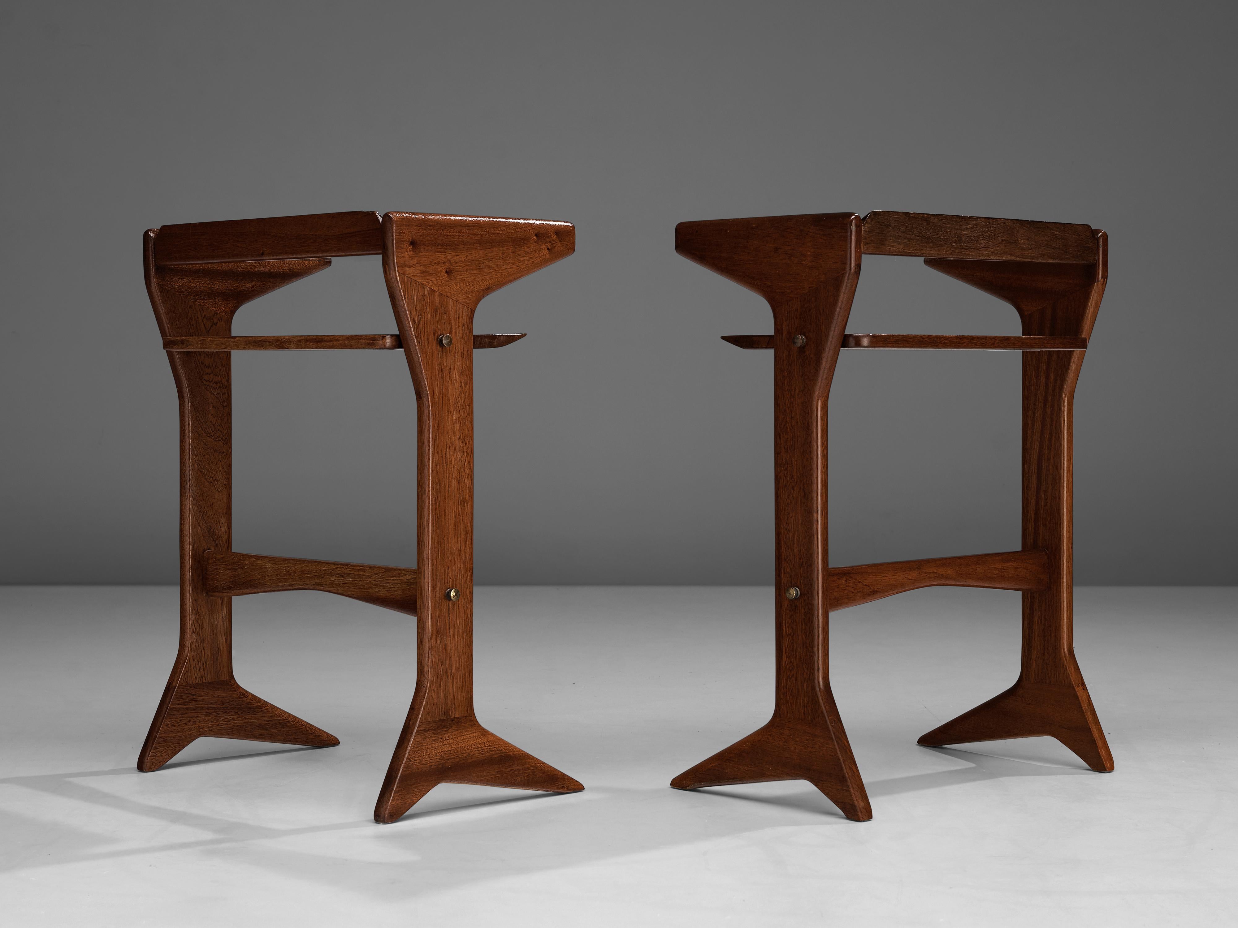 Mid-Century Modern Ico Parisi for Angelo de Baggis Pair of Side Tables in Mahogany