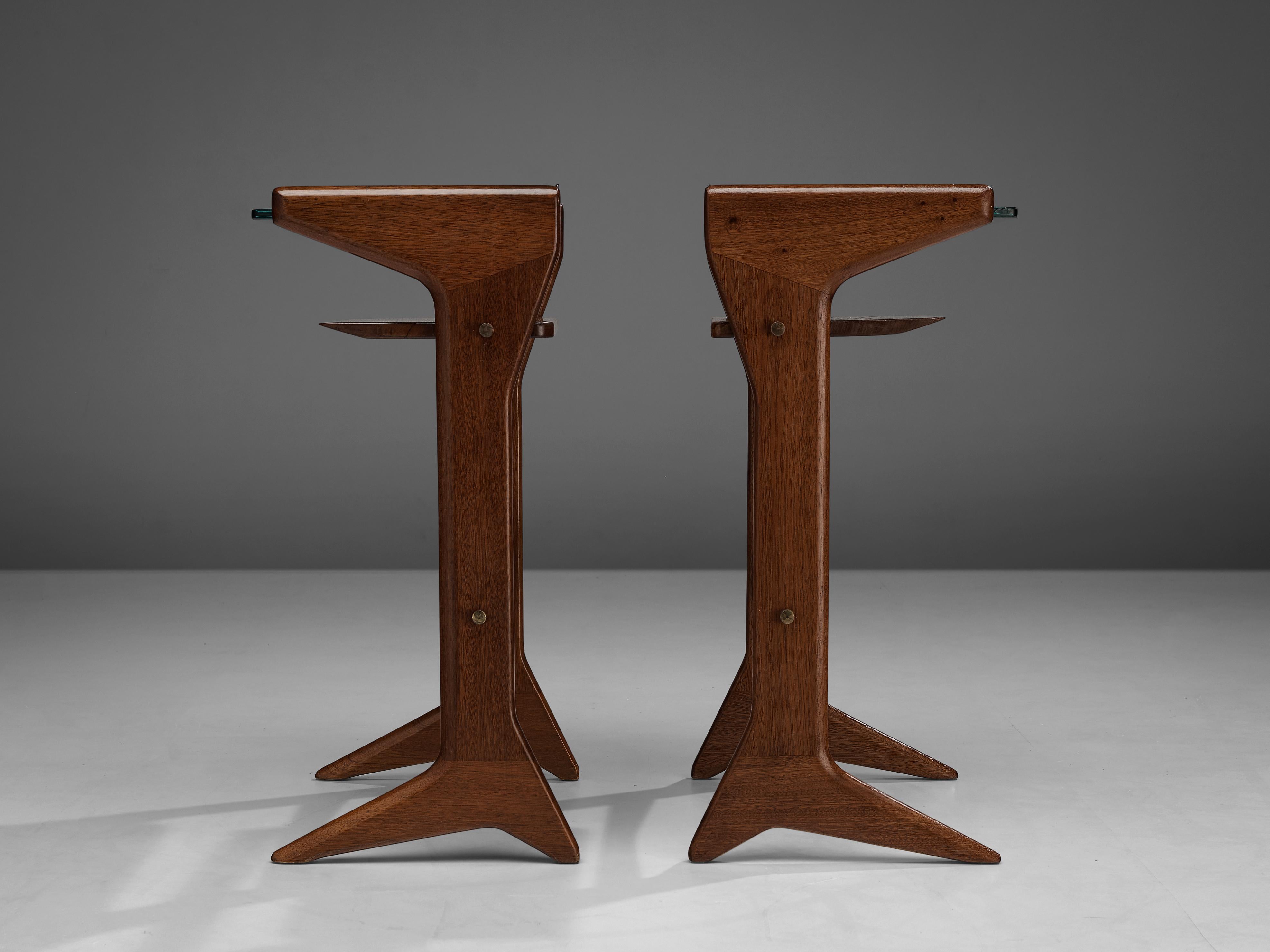 Ico Parisi for Angelo de Baggis Pair of Side Tables in Mahogany In Good Condition In Waalwijk, NL