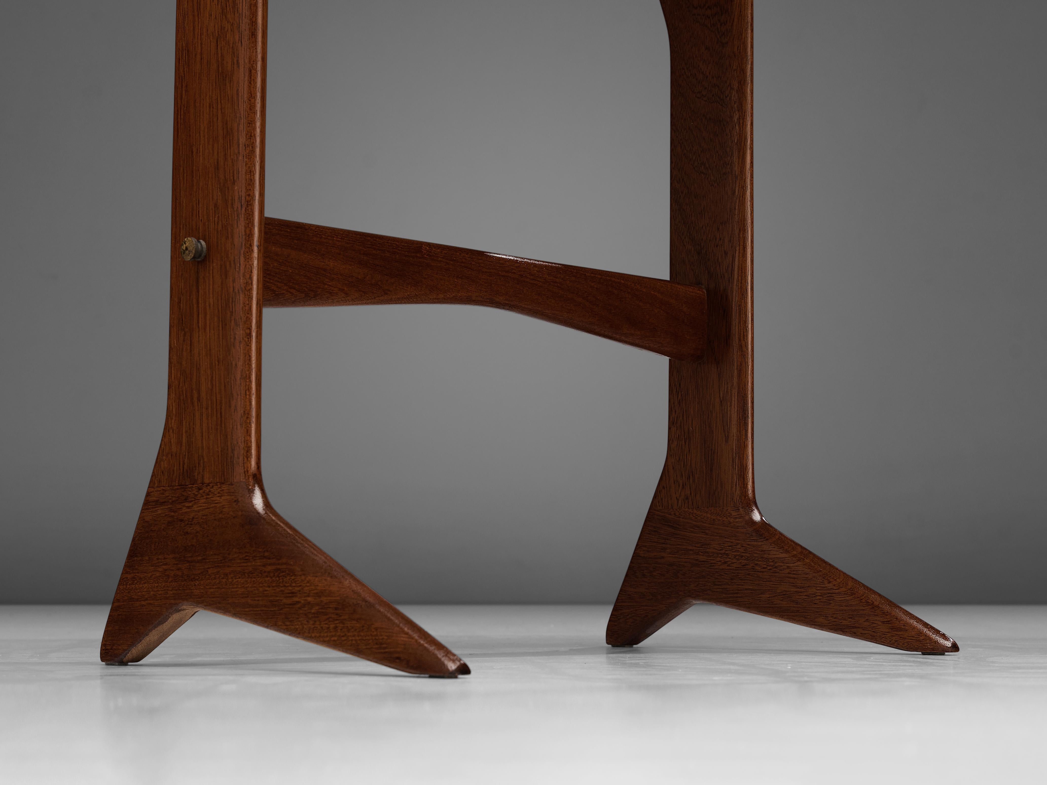 Brass Ico Parisi for Angelo de Baggis Pair of Side Tables in Mahogany