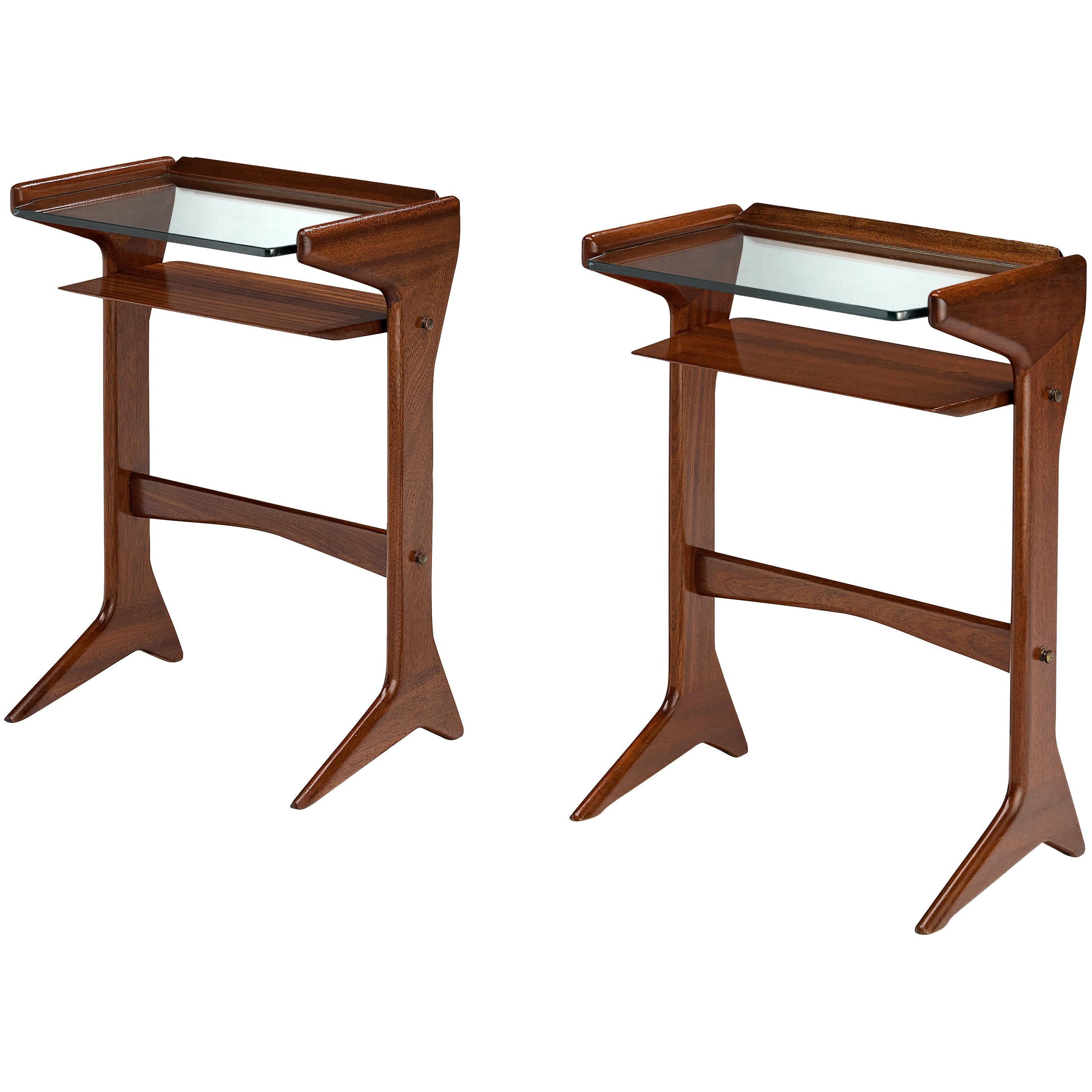 Ico Parisi for Angelo de Baggis Pair of Side Tables in Mahogany