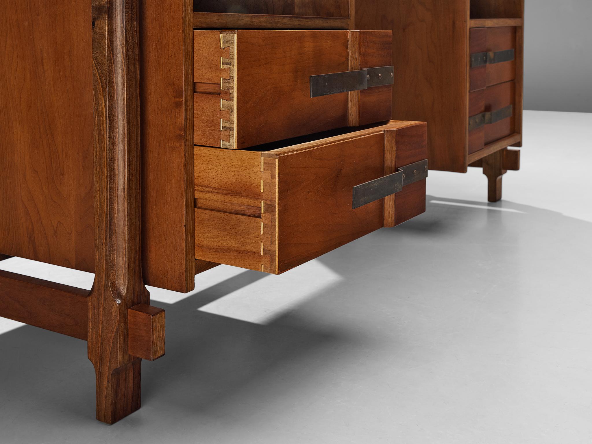 Mid-20th Century Ico Parisi for Brugnoli Mobili Freestanding Desk in Walnut and Brass