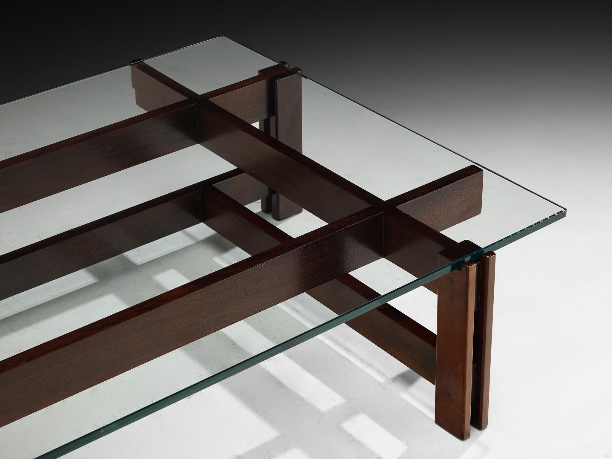 Mid-Century Modern Ico Parisi for Cassina '751' Coffee Table in Dark Wood and Glass For Sale