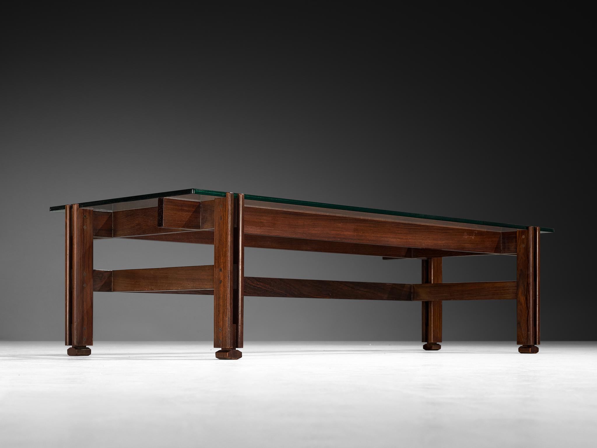 Italian Ico Parisi for Cassina '751' Coffee Table in Dark Wood and Glass For Sale