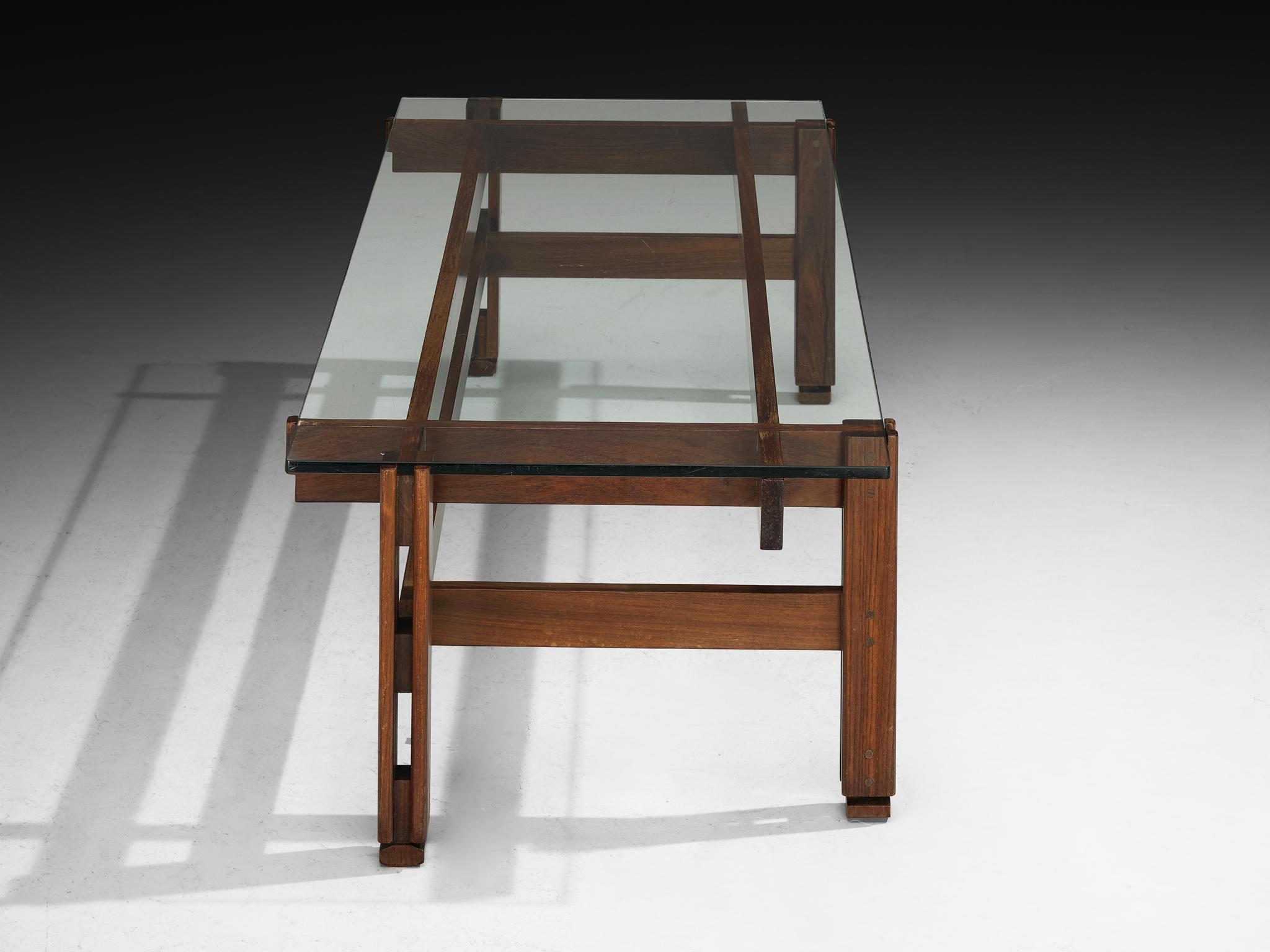 Ico Parisi for Cassina '751' Coffee Table in Dark Wood and Glass In Good Condition For Sale In Waalwijk, NL