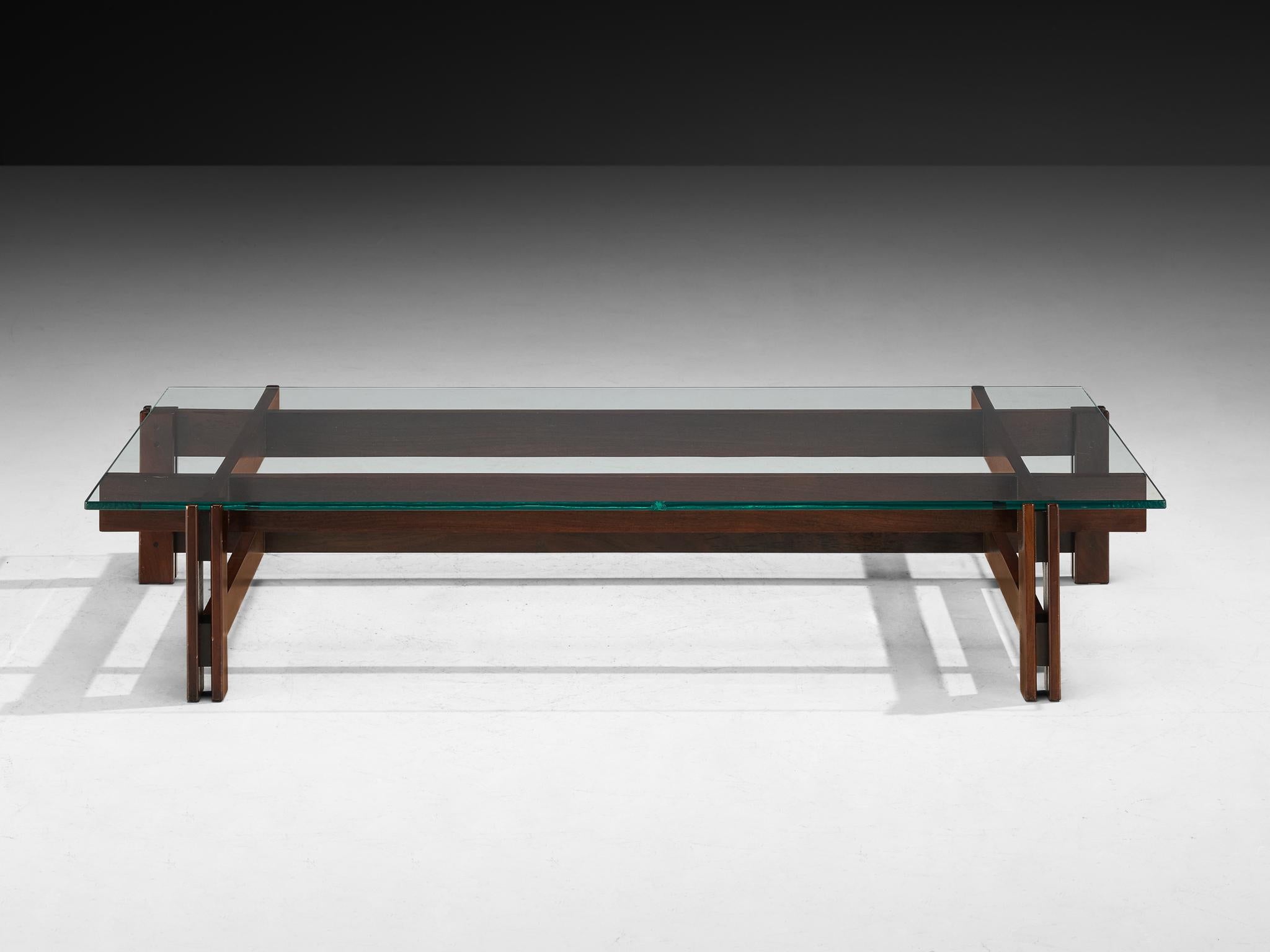 Ico Parisi for Cassina '751' Coffee Table in Dark Wood and Glass In Good Condition For Sale In Waalwijk, NL