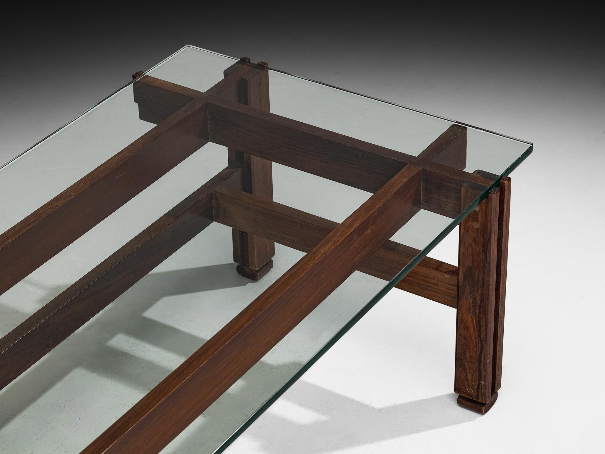 Mid-20th Century Ico Parisi for Cassina '751' Coffee Table in Dark Wood and Glass For Sale