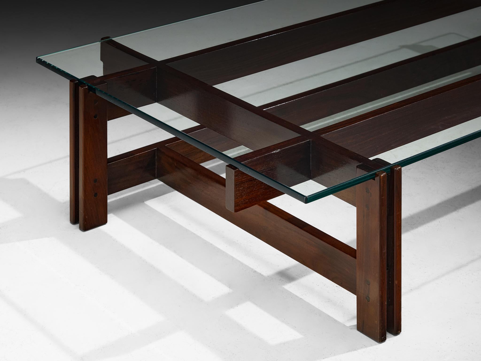Mid-20th Century Ico Parisi for Cassina '751' Coffee Table in Dark Wood and Glass For Sale