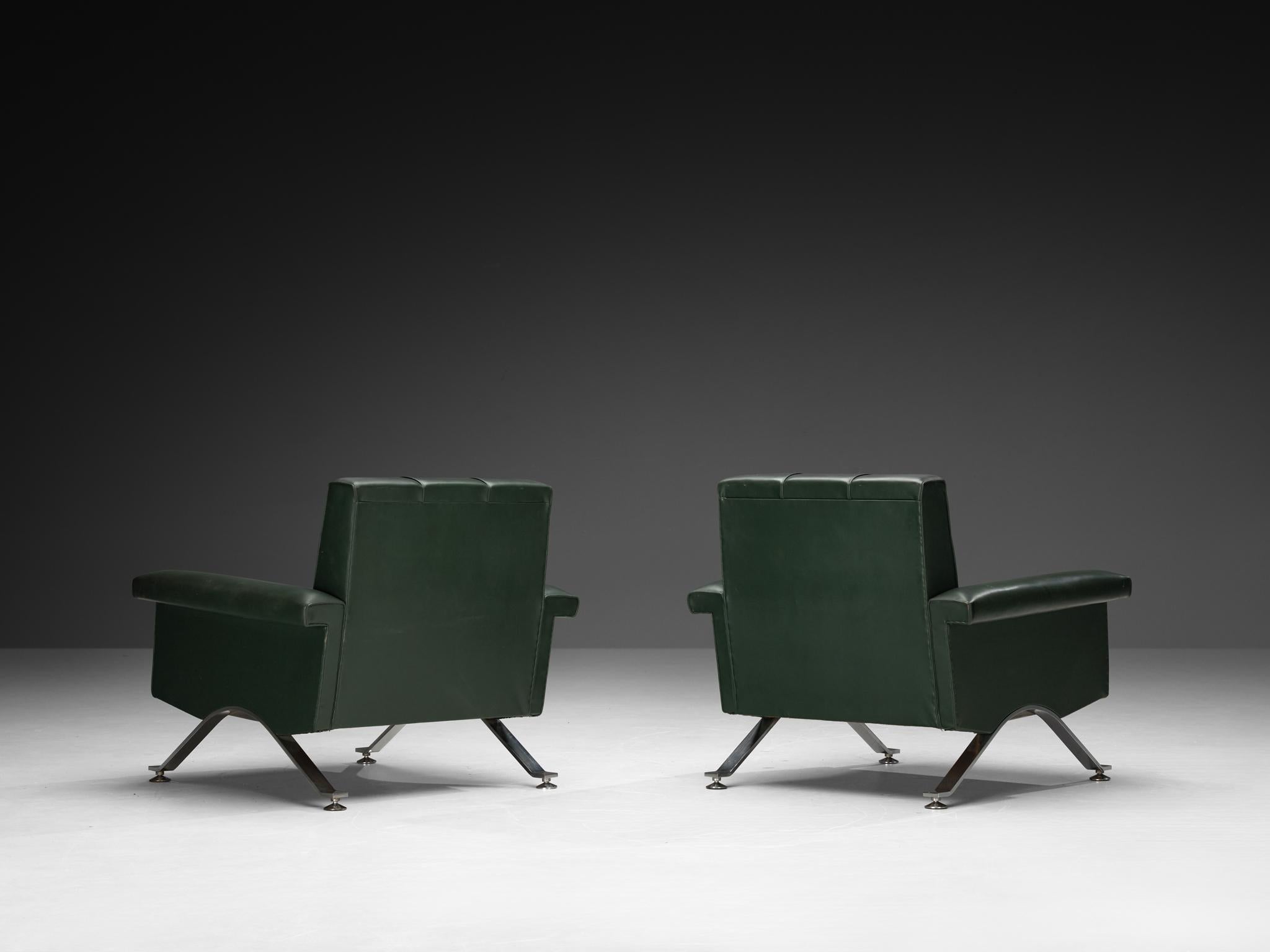 Metà XX secolo Ico Parisi per Cassina Coppia di sedie da salotto '875' con tappezzeria Greene & Greene in vendita