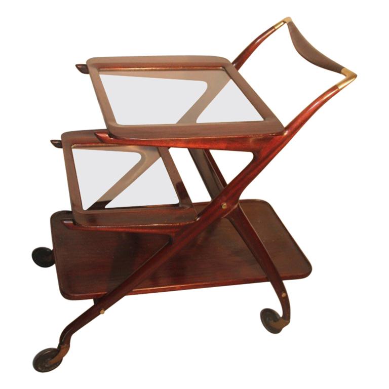 Ico Parisi for De Baggis Bar Trolley Mahogany Mid-Century Modern Italian Design