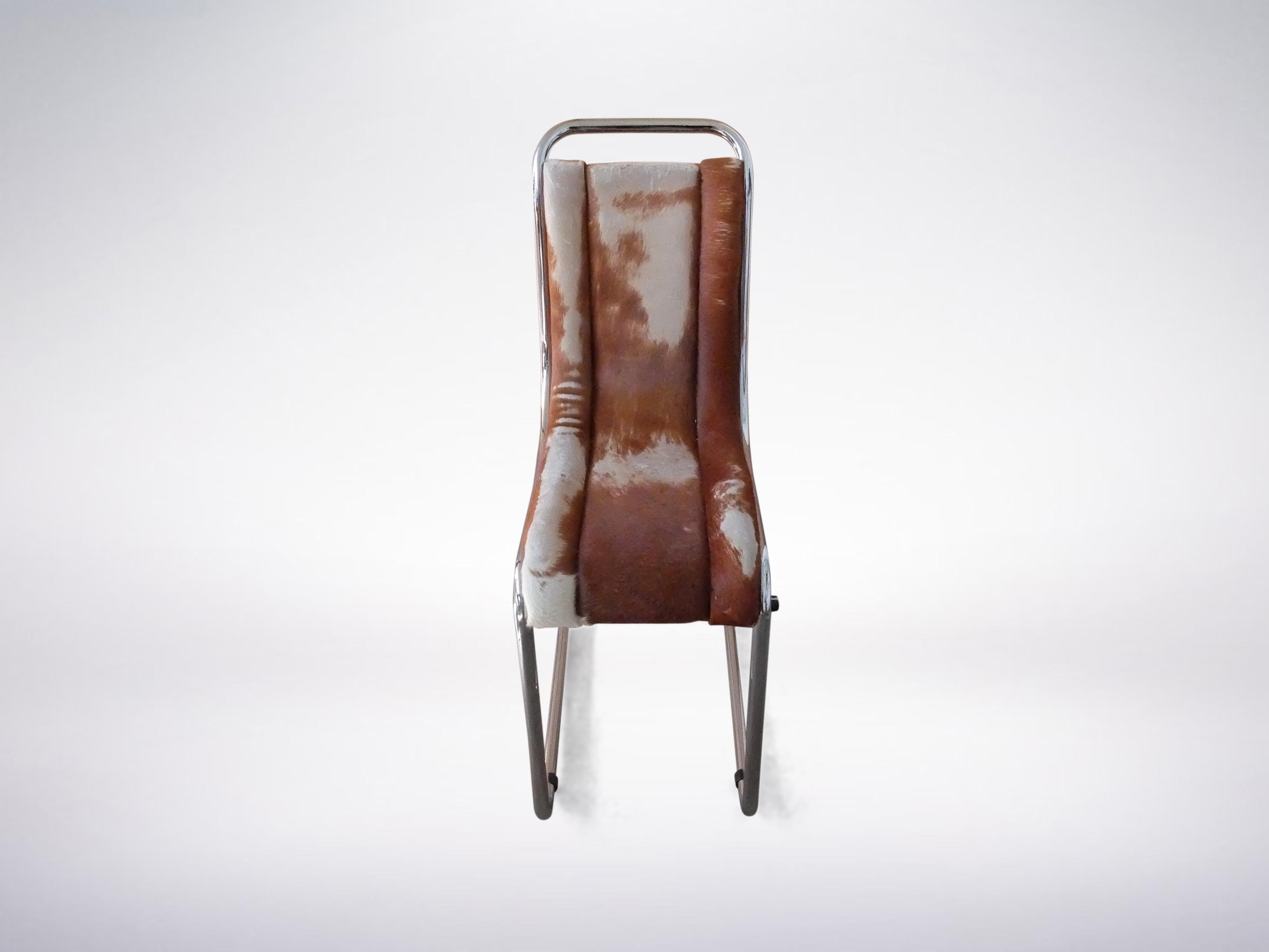 Mid-Century Modern Ico Parisi for Fratelli Longhi, Italian Mid-Century Chair in Tubular Metal, 1969