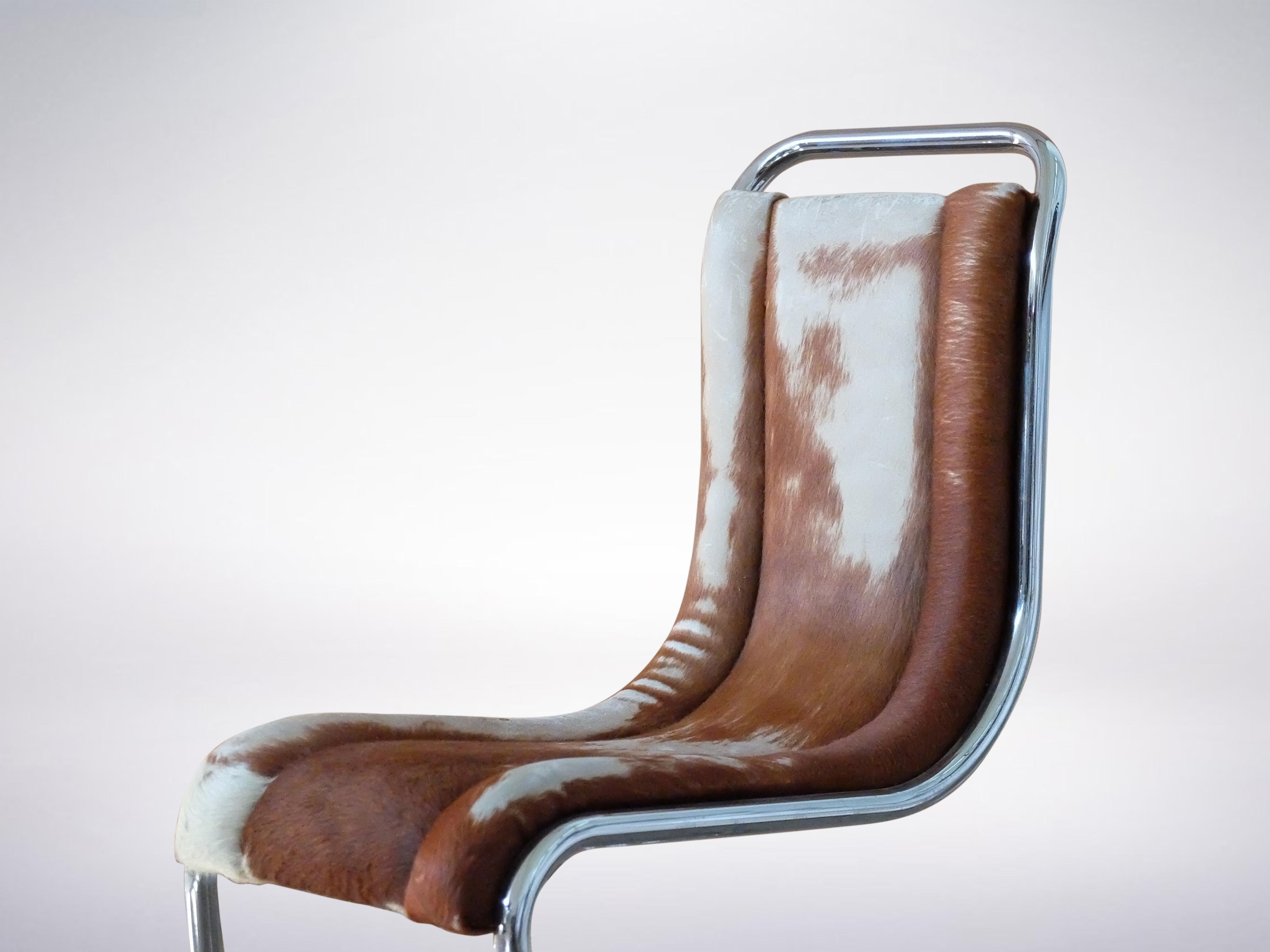 Ico Parisi for Fratelli Longhi, Italian Mid-Century Chair in Tubular Metal, 1969 In Fair Condition In Milan, IT