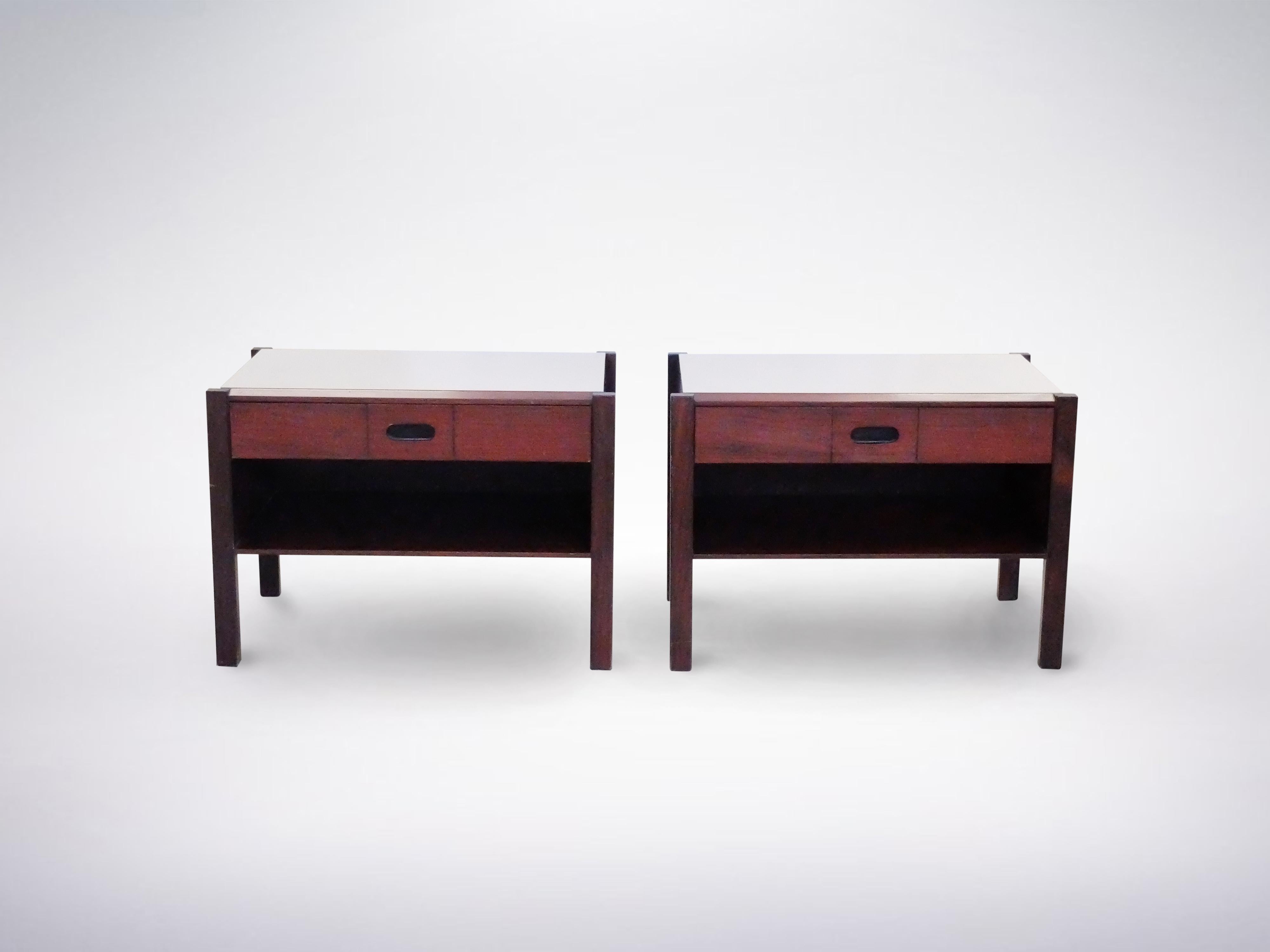 Ico Parisi for MIM, Italian Mid-Century Set of Walnut Bed-Side Tables, 1950 1