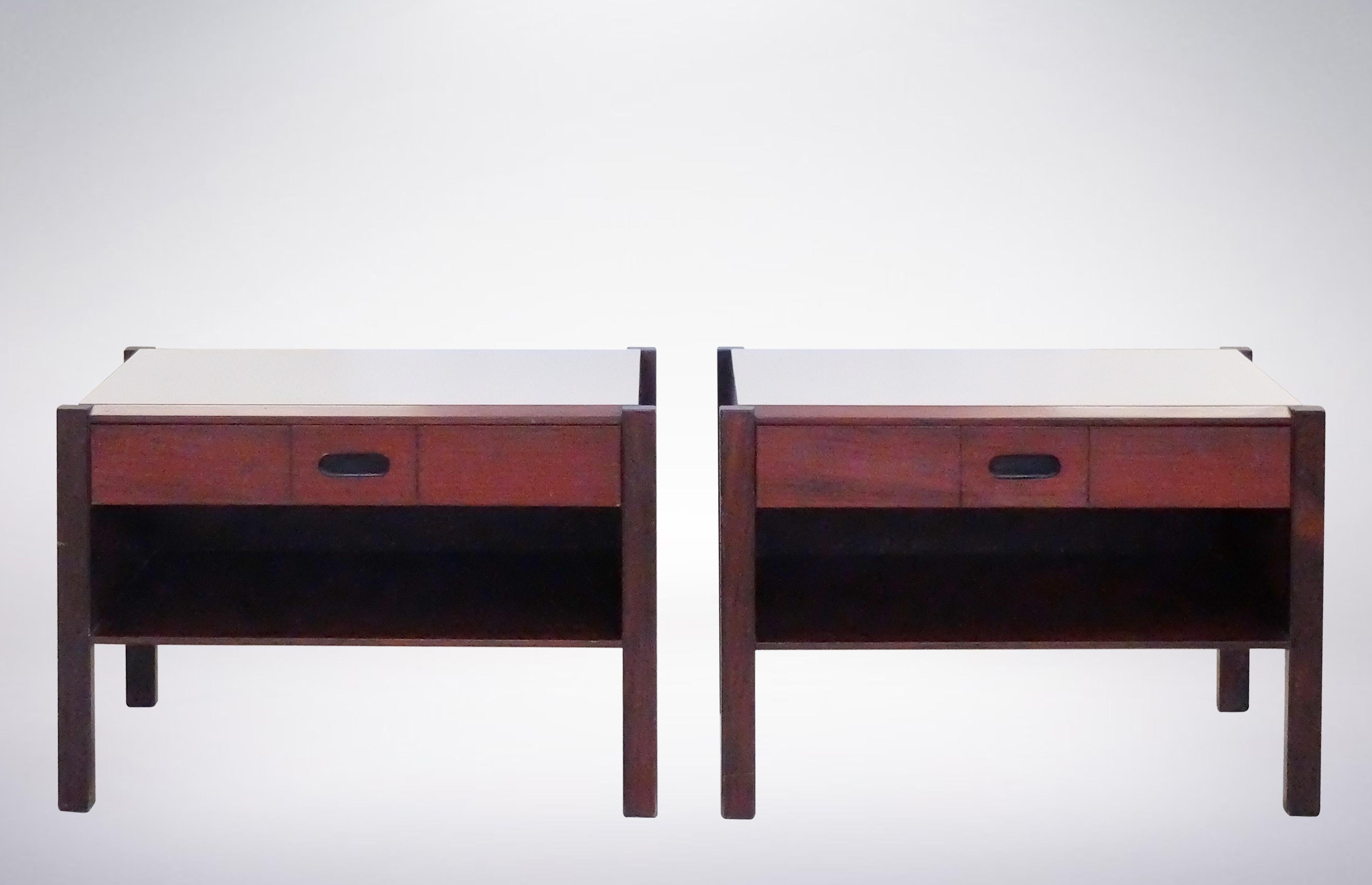 Ico Parisi for MIM, Italian Mid-Century Set of Walnut Bed-Side Tables, 1950 2