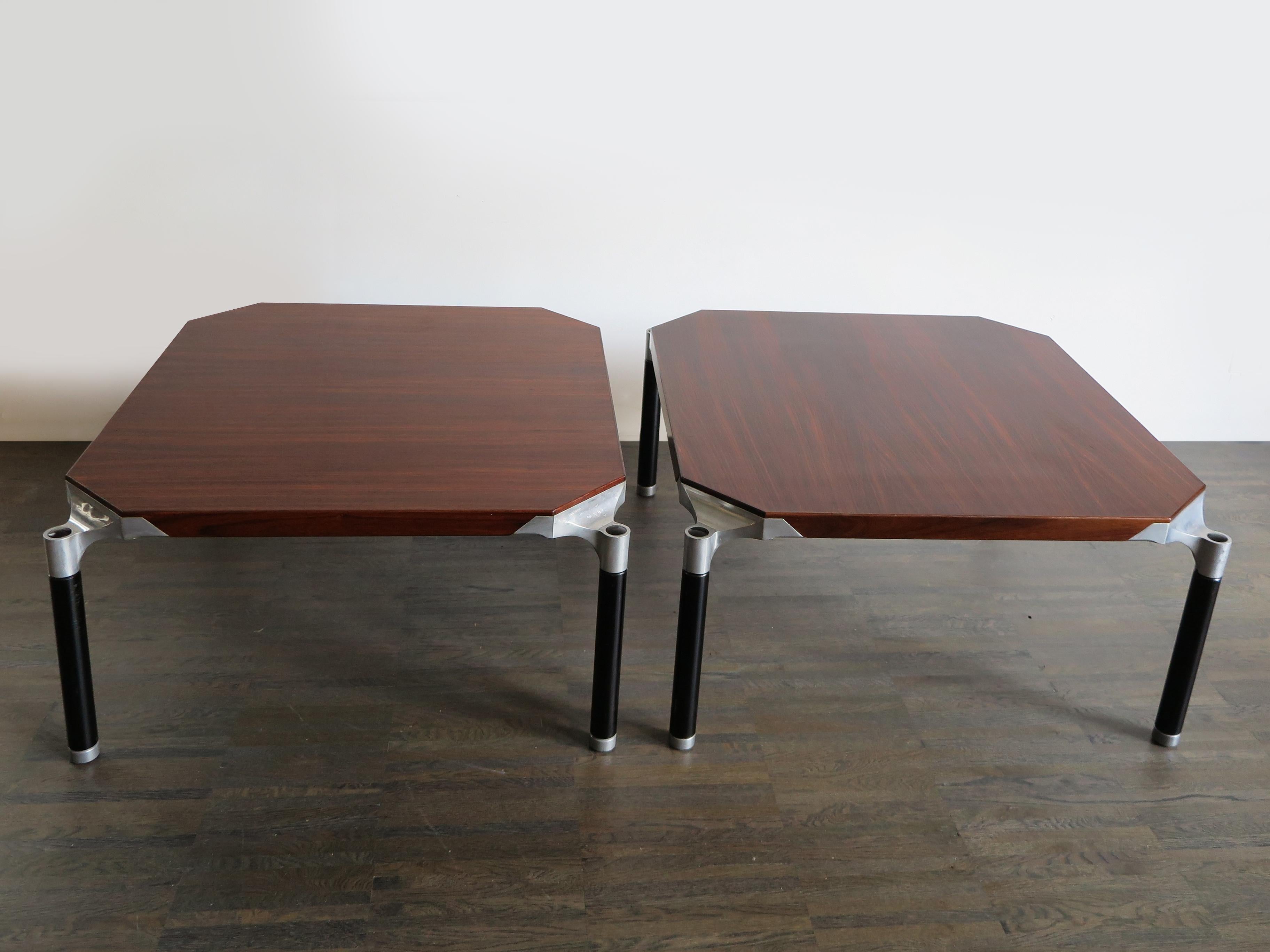 Veneer Ico Parisi for Mim Italian Mid-Century Modern Design Wood Sofa Tables, 1960s