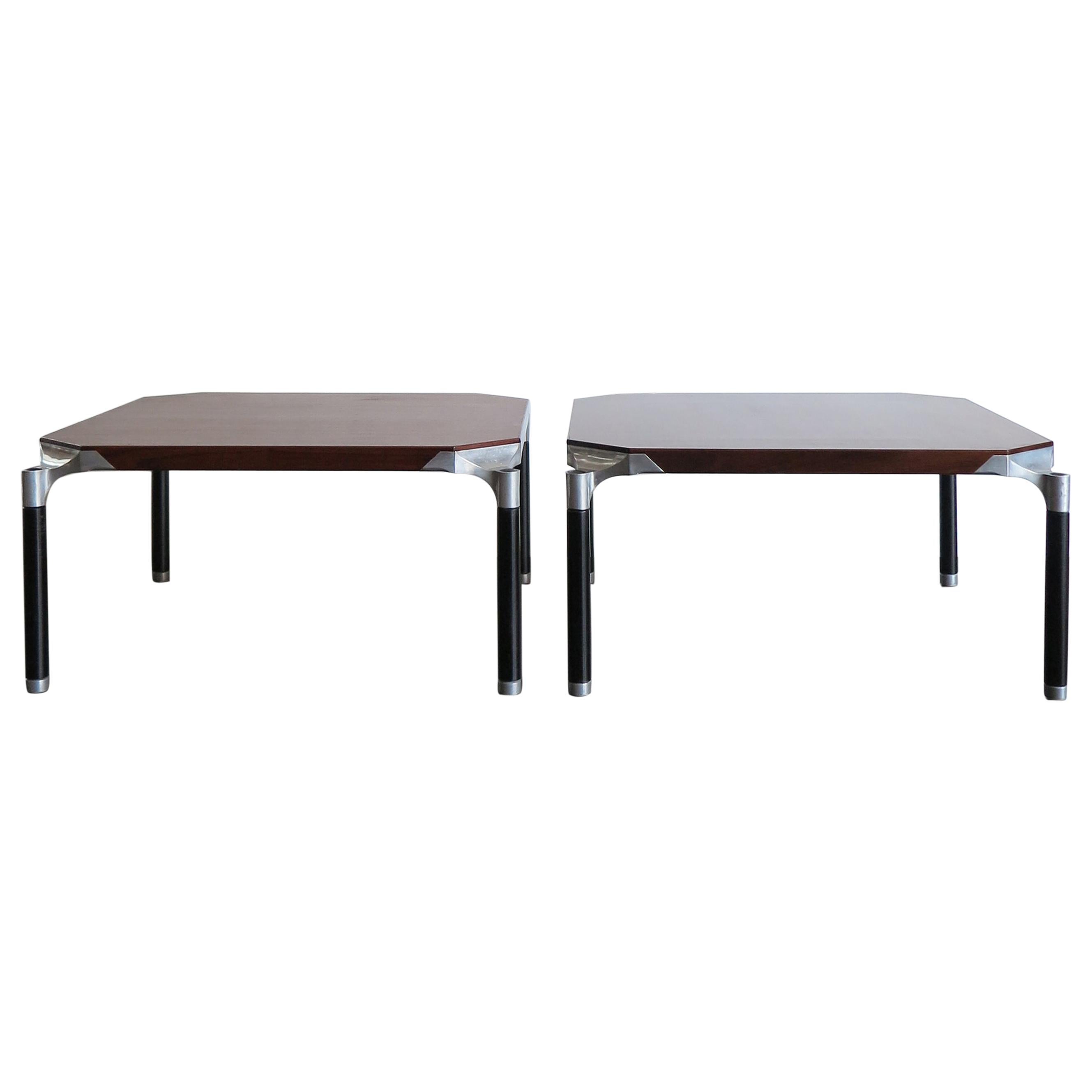 Ico Parisi for Mim Italian Mid-Century Modern Design Wood Sofa Tables, 1960s