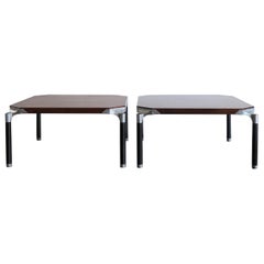 Ico Parisi for Mim Italian Mid-Century Modern Design Wood Sofa Tables, 1960s