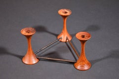 Ico Parisi for MIM Italian Teak Candlestick Marked, circa 1960