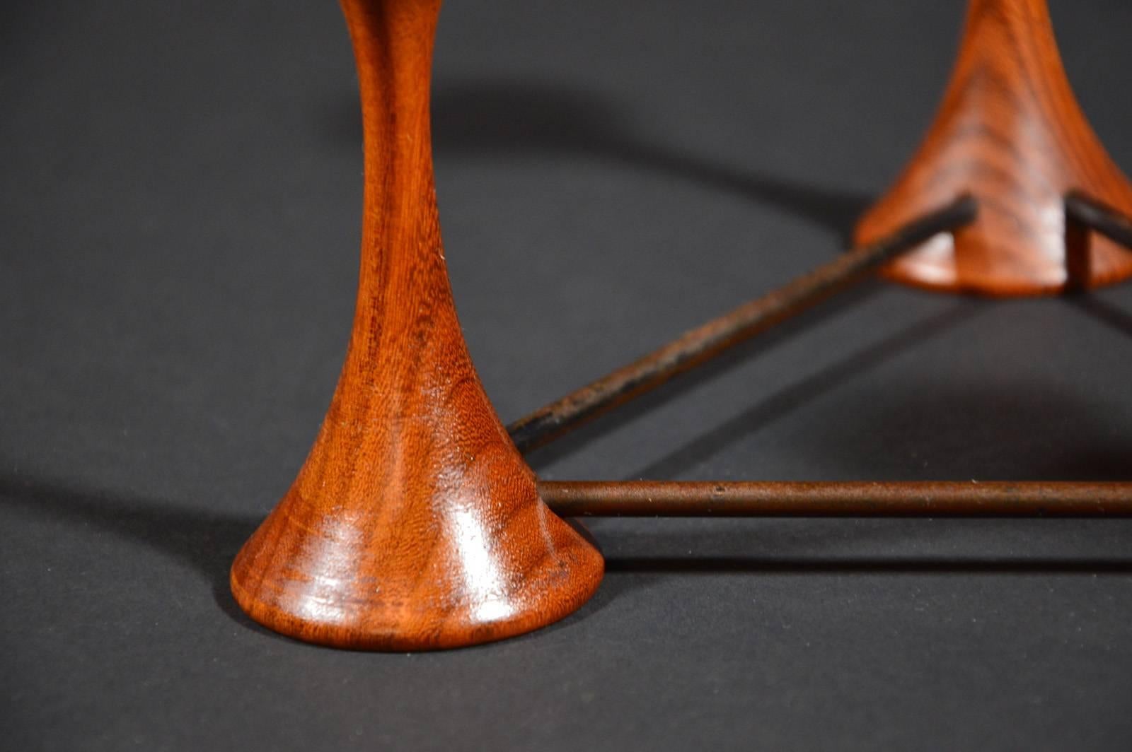 Painted Ico Parisi for MIM Italian Teak Candlestick Marked, circa 1960 For Sale