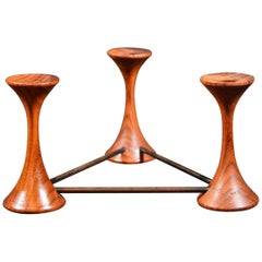Ico Parisi for MIM Italian Teak Candlestick Marked, circa 1960