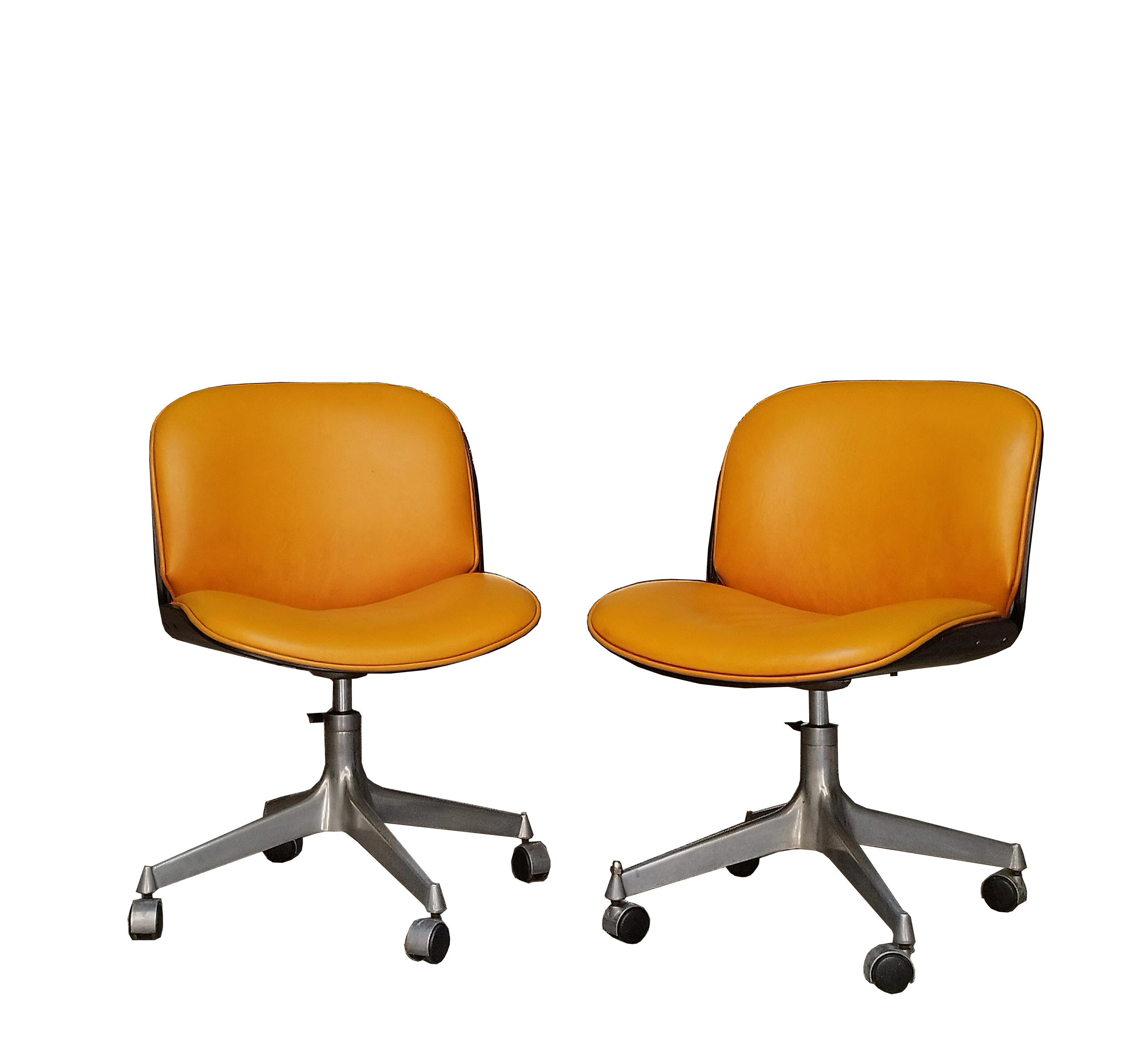 Mid-20th Century Ico Parisi for Mim Roma Desk, an Executive Armchair and a pair of Swiwel Chairs