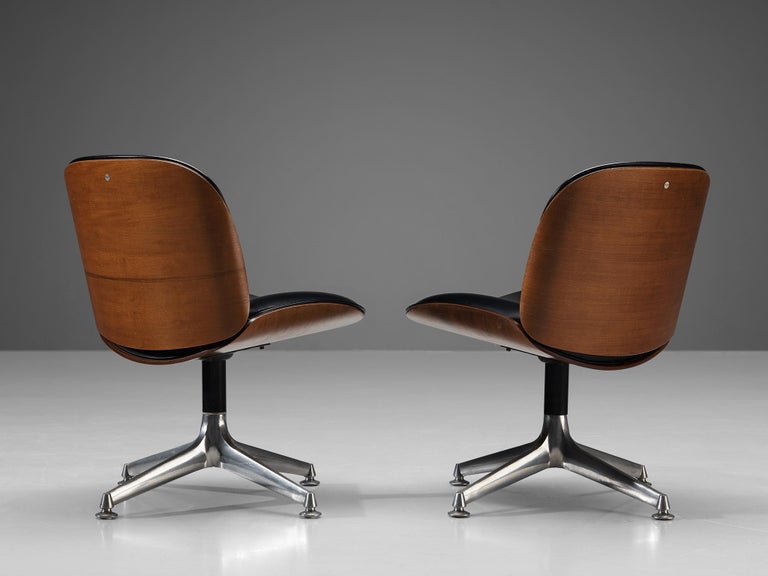 Italian Ico Parisi for MIM Roma Pair of Desk Chairs in Teak For Sale