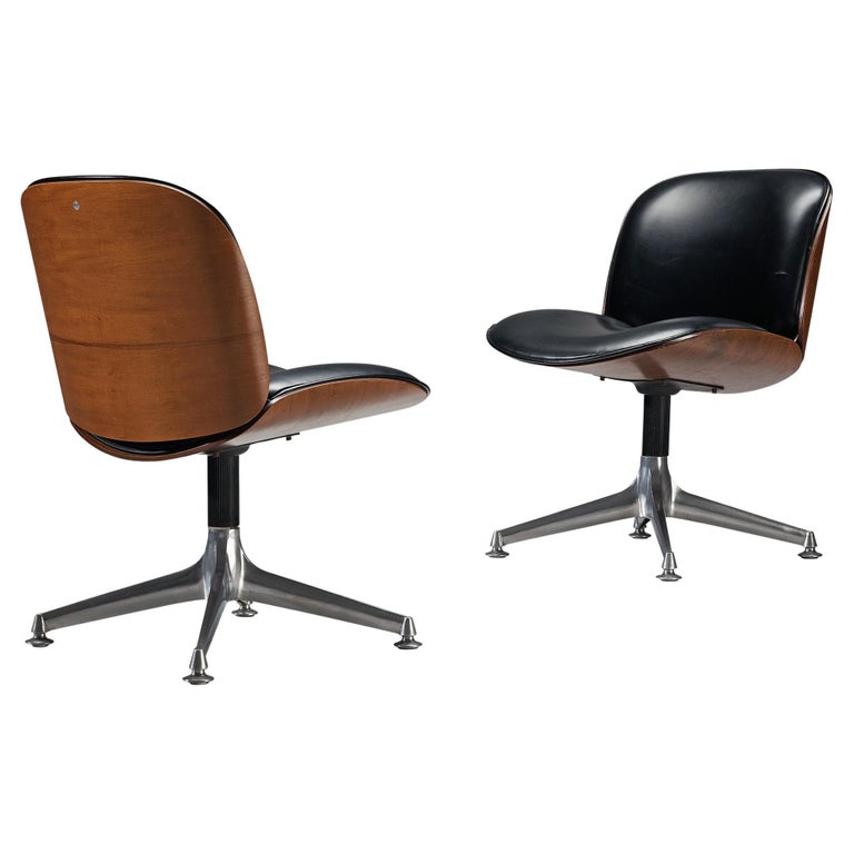 Ico Parisi for MIM Roma Pair of Desk Chairs in Teak For Sale